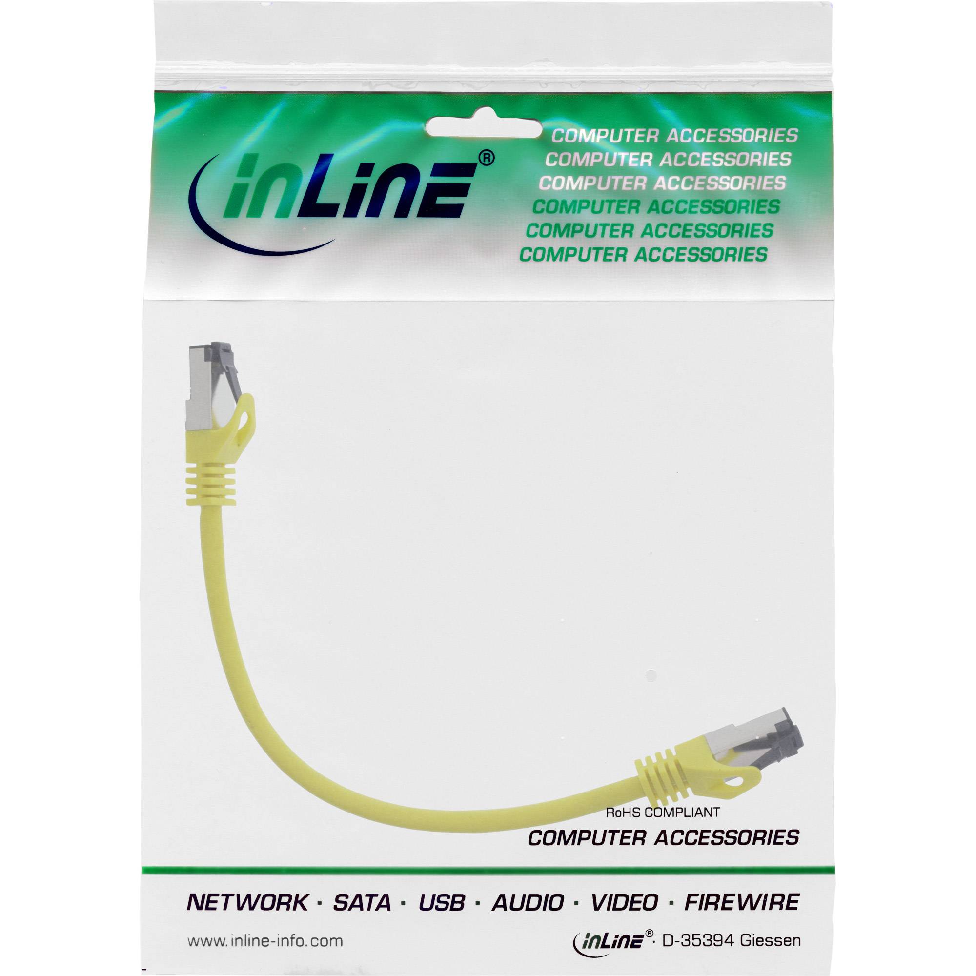 INLINE - Patchkabel - S/FTP (PiMf) - Cat.8.1 - 2000MHz - halogenfrei - gelb - 0,25m