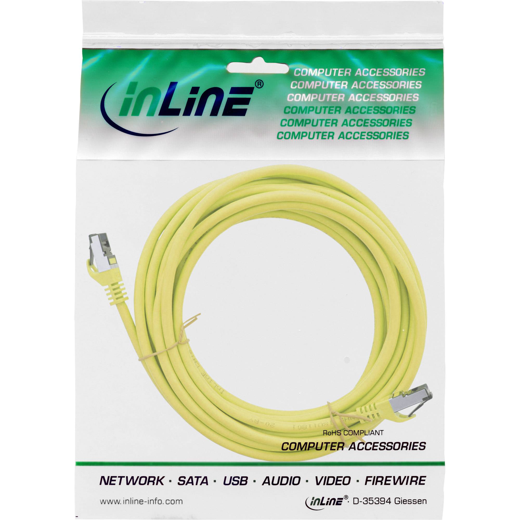 INLINE - Patchkabel - S/FTP (PiMf) - Cat.8.1 - 2000MHz - halogenfrei - gelb - 5m