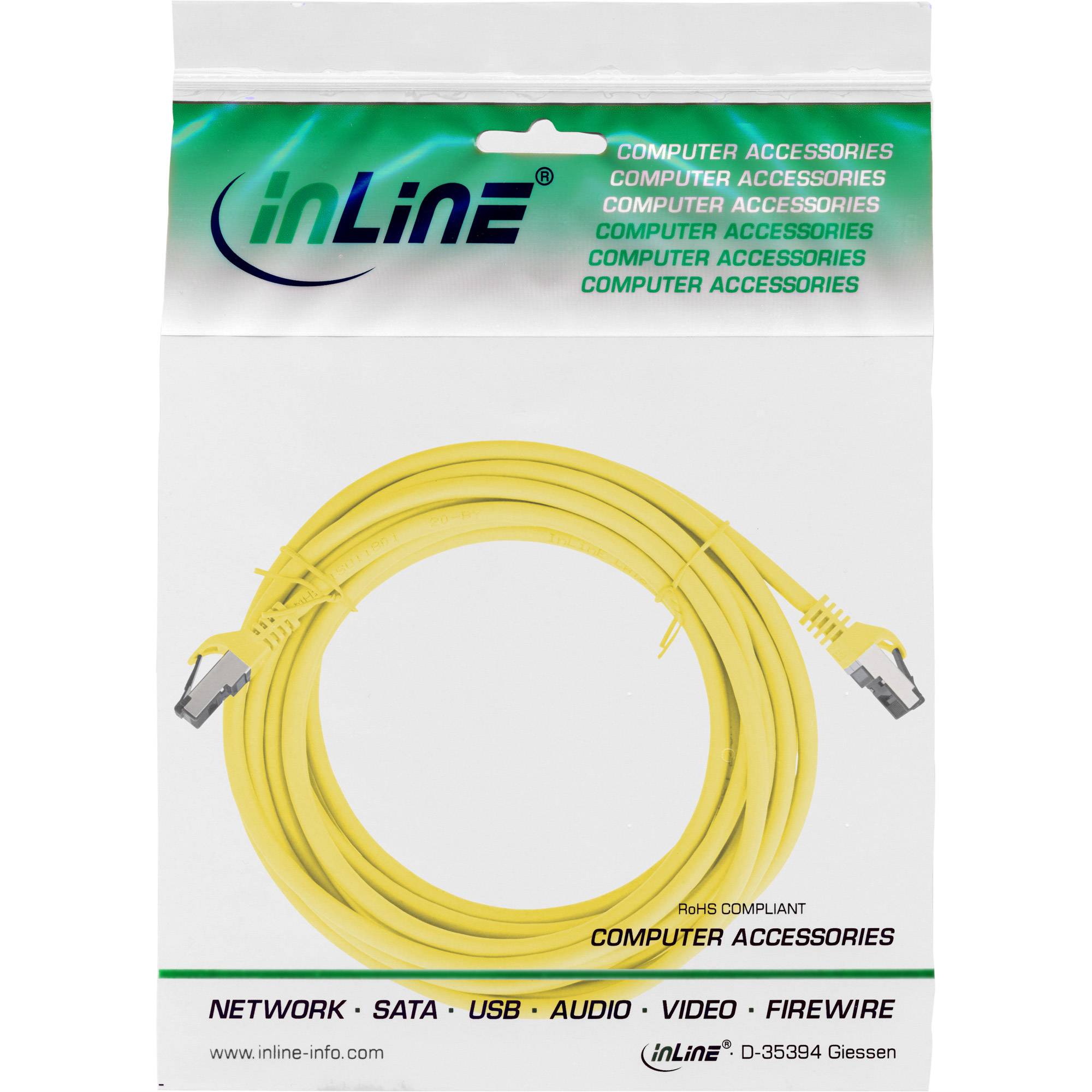 INLINE - Patchkabel - S/FTP (PiMf) - Cat.8.1 - 2000MHz - halogenfrei - gelb - 5m