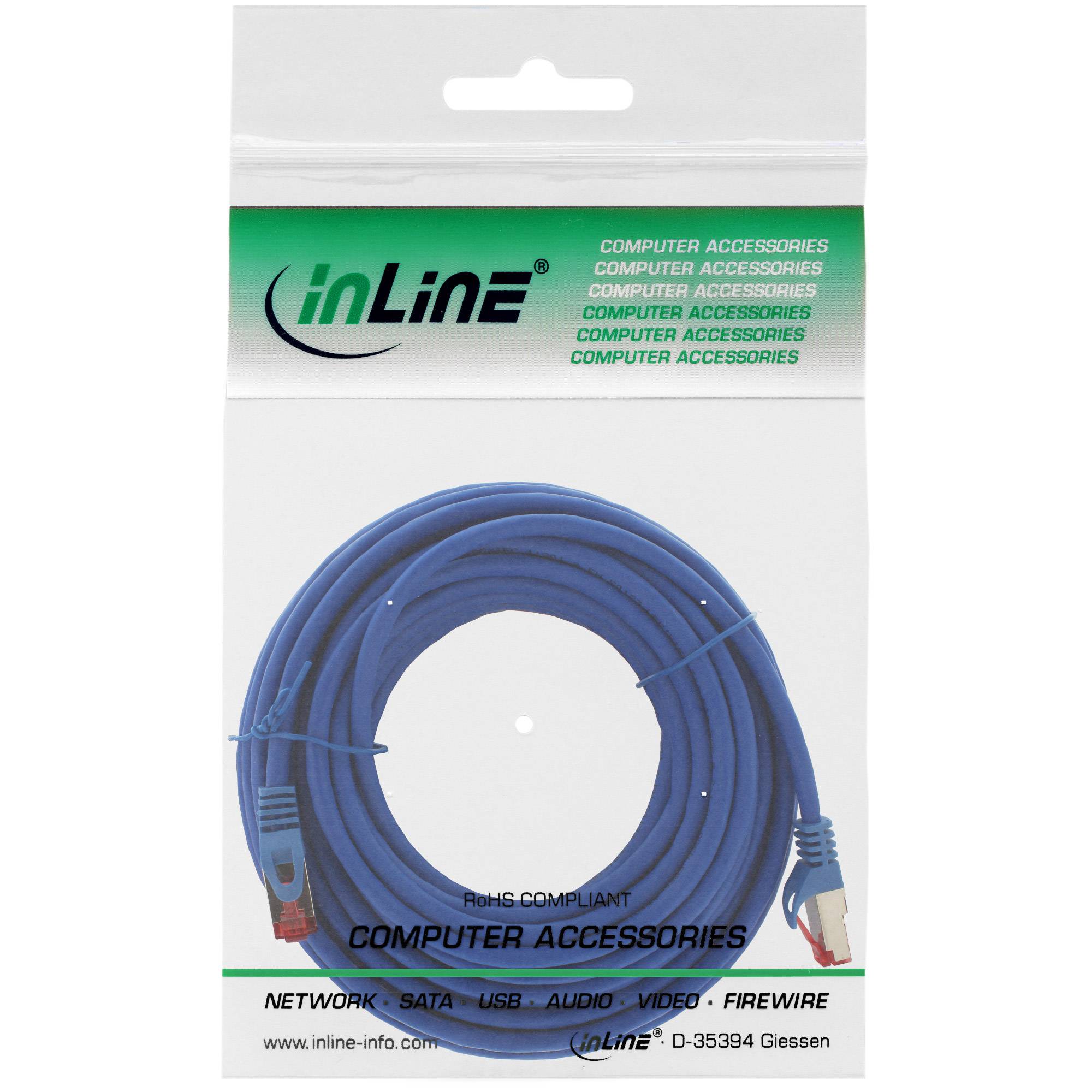 INLINE - Patchkabel - S/FTP (PiMf) - Cat.6 - halogenfrei - Kupfer - blau - 10m