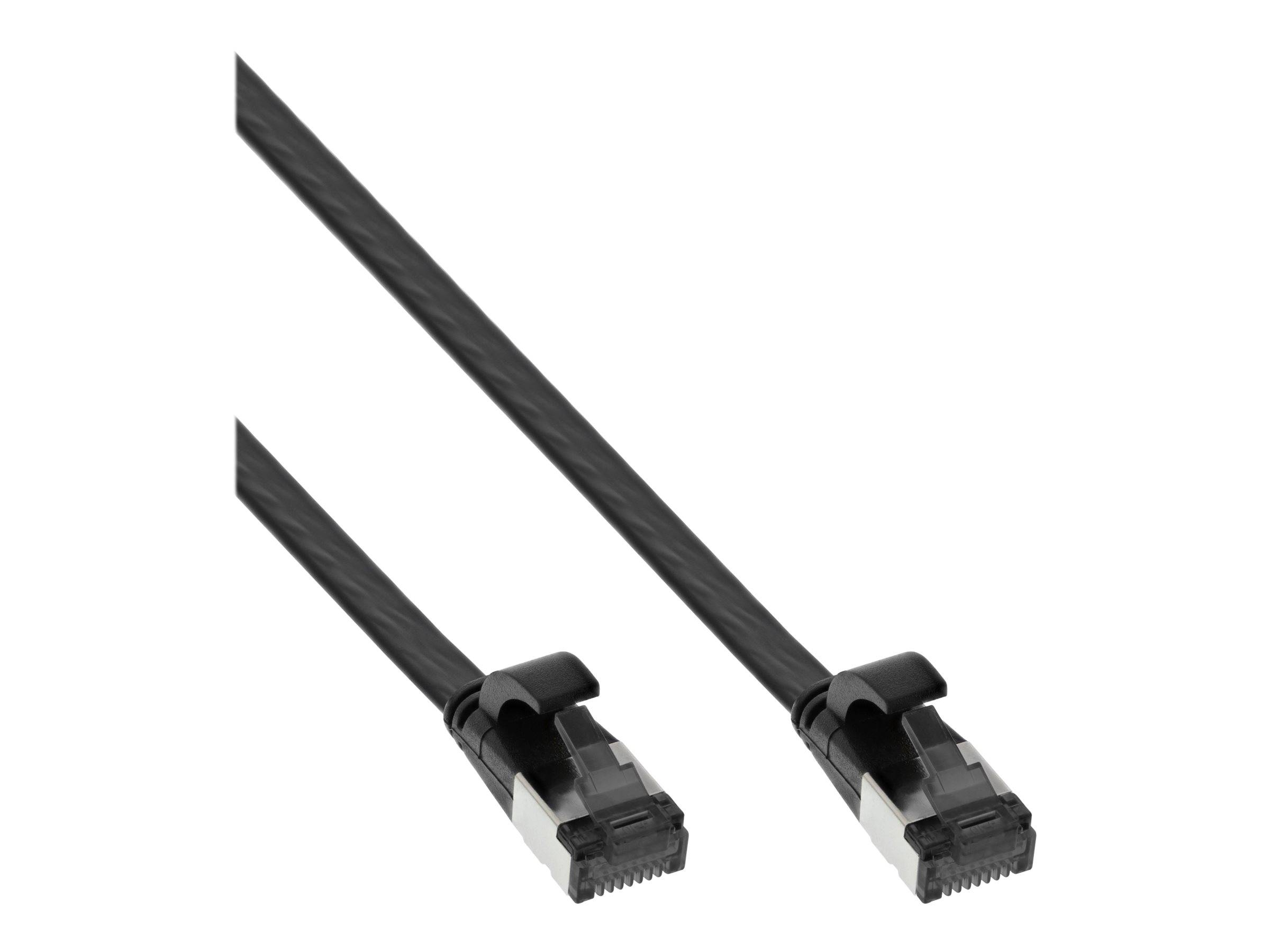 INLINE - Patchkabel flach - U/FTP - Cat.8.1 - TPE halogenfrei - schwarz - 0,3m
