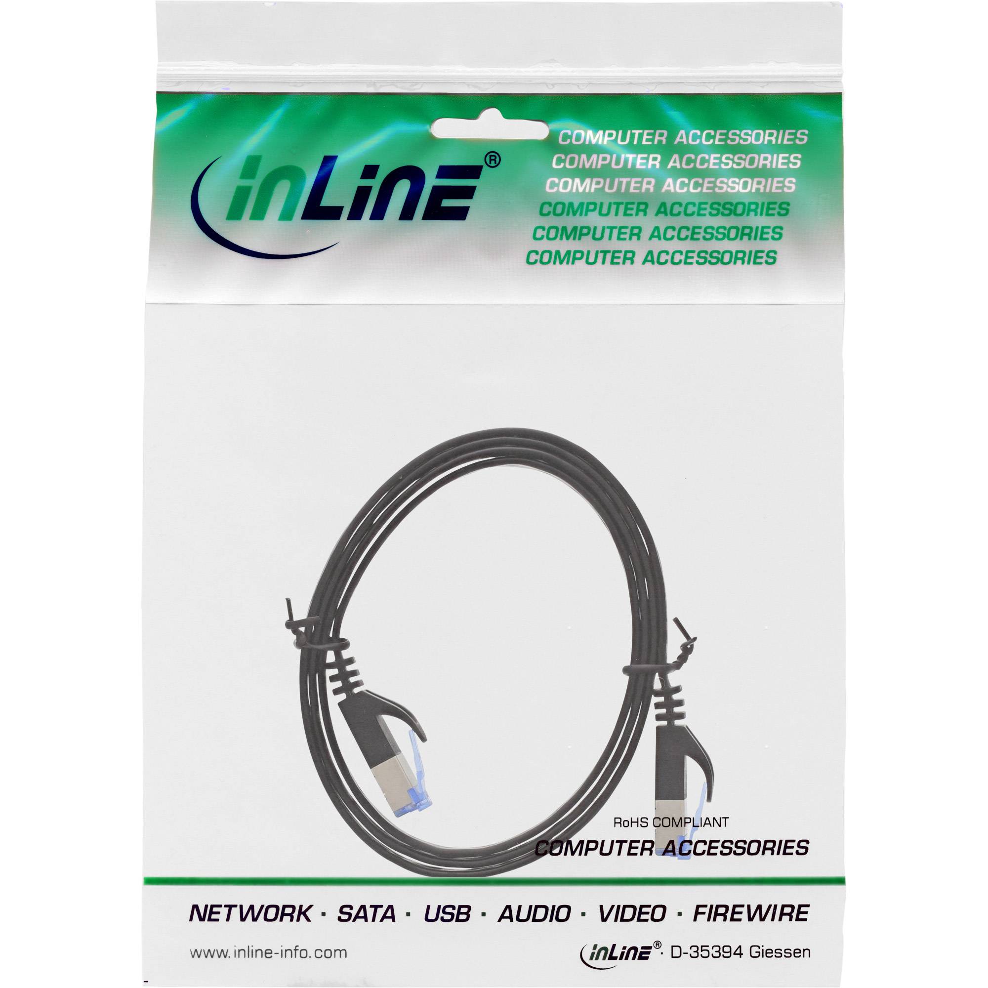 INLINE - Patchkabel flach - U/FTP - Cat.6A - schwarz - 0,5m