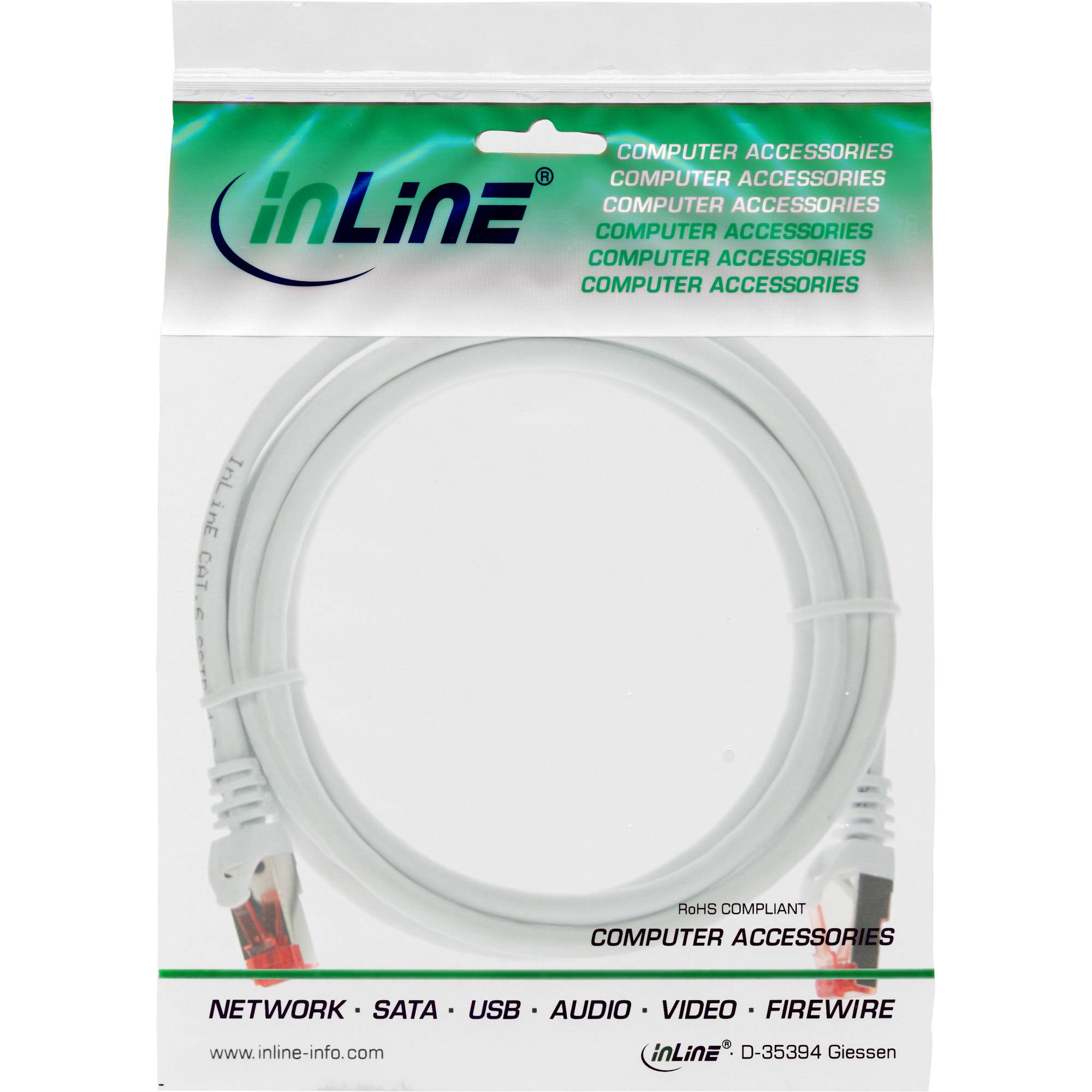 INLINE - Patchkabel - S/FTP (PiMf) - Cat.6 - halogenfrei - Kupfer - weiß - 2m