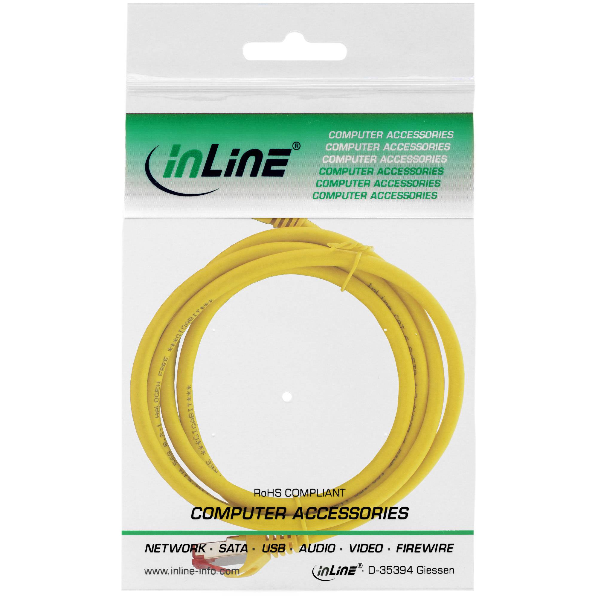 INLINE - Patchkabel - S/FTP (PiMf) - Cat.6 - halogenfrei - Kupfer - gelb - 2m