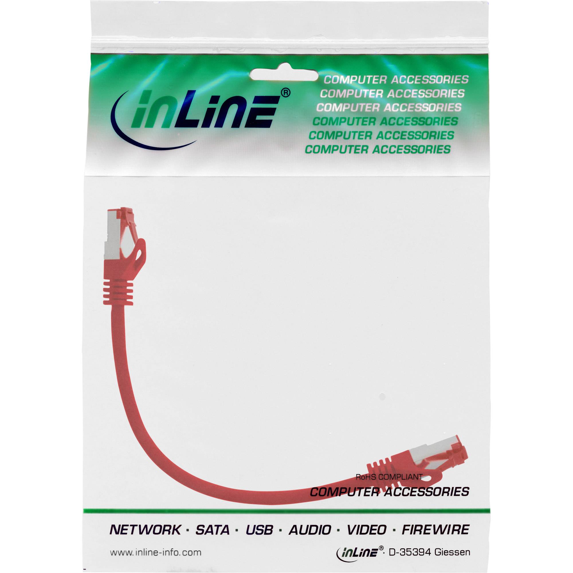 INLINE - Patchkabel - S/FTP (PiMf) - Cat.6 - 250MHz - PVC - CCA - rot - 0,25m