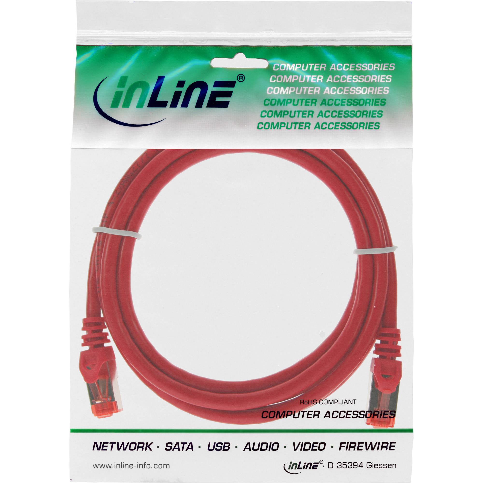 INLINE - Patchkabel - S/FTP (PiMf) - Cat.6 - 250MHz - PVC - CCA - rot - 3m