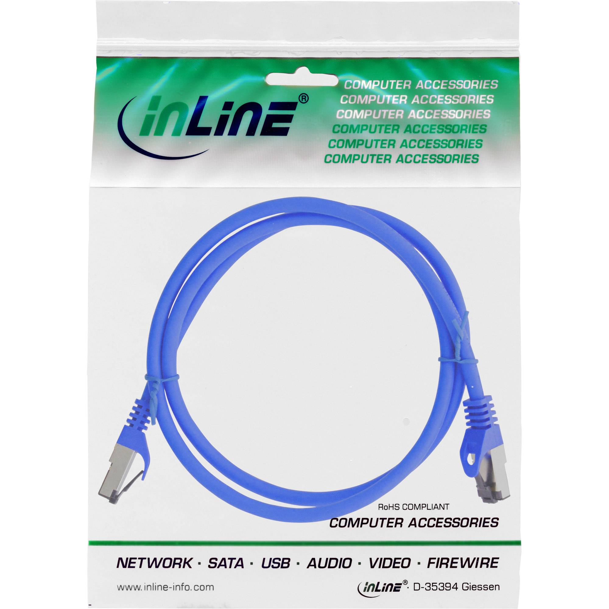 INLINE - Patchkabel - S/FTP (PiMf) - Cat.8.1 - 2000MHz - halogenfrei - blau - 1,5m