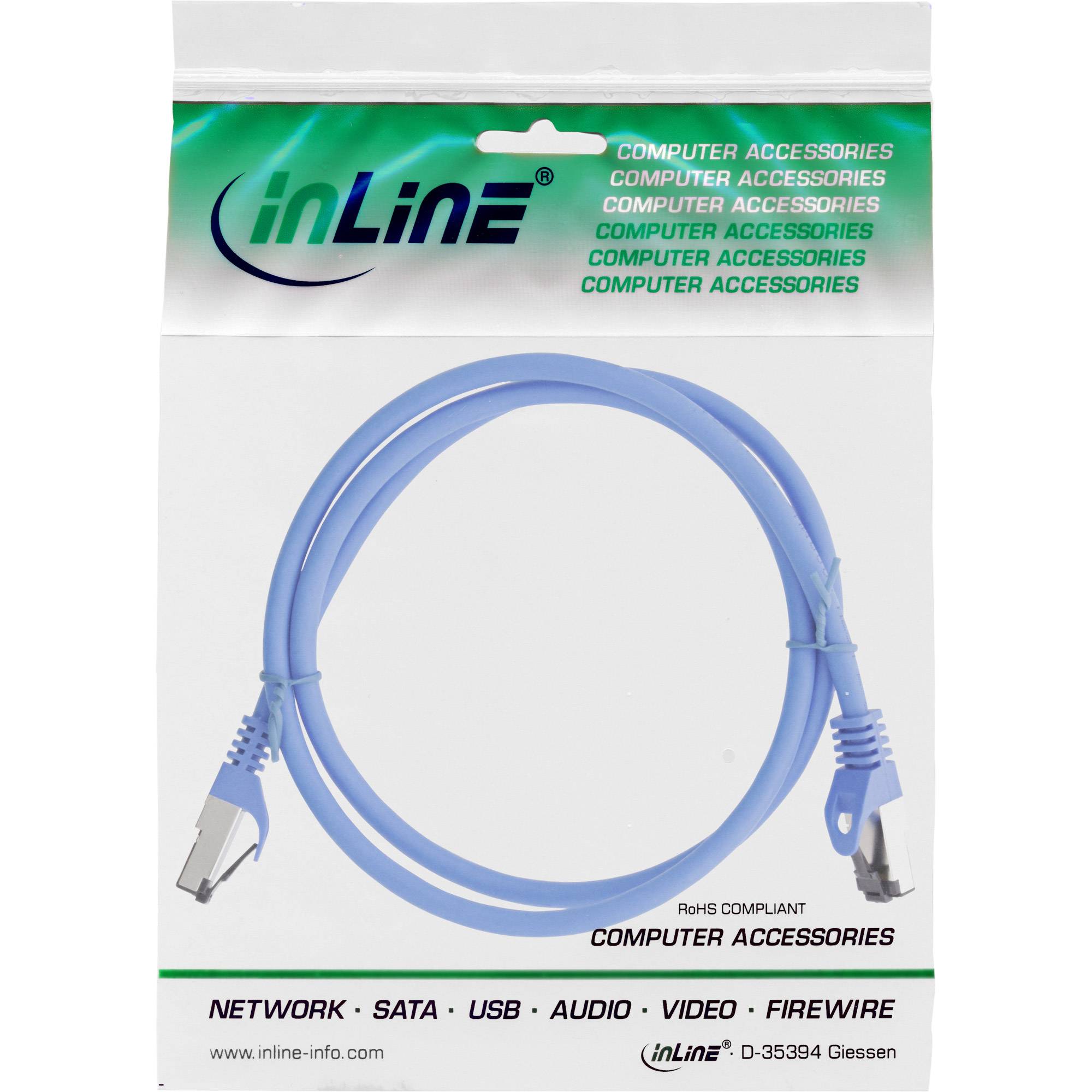 INLINE - Patchkabel - S/FTP (PiMf) - Cat.8.1 - 2000MHz - halogenfrei - blau - 1,5m