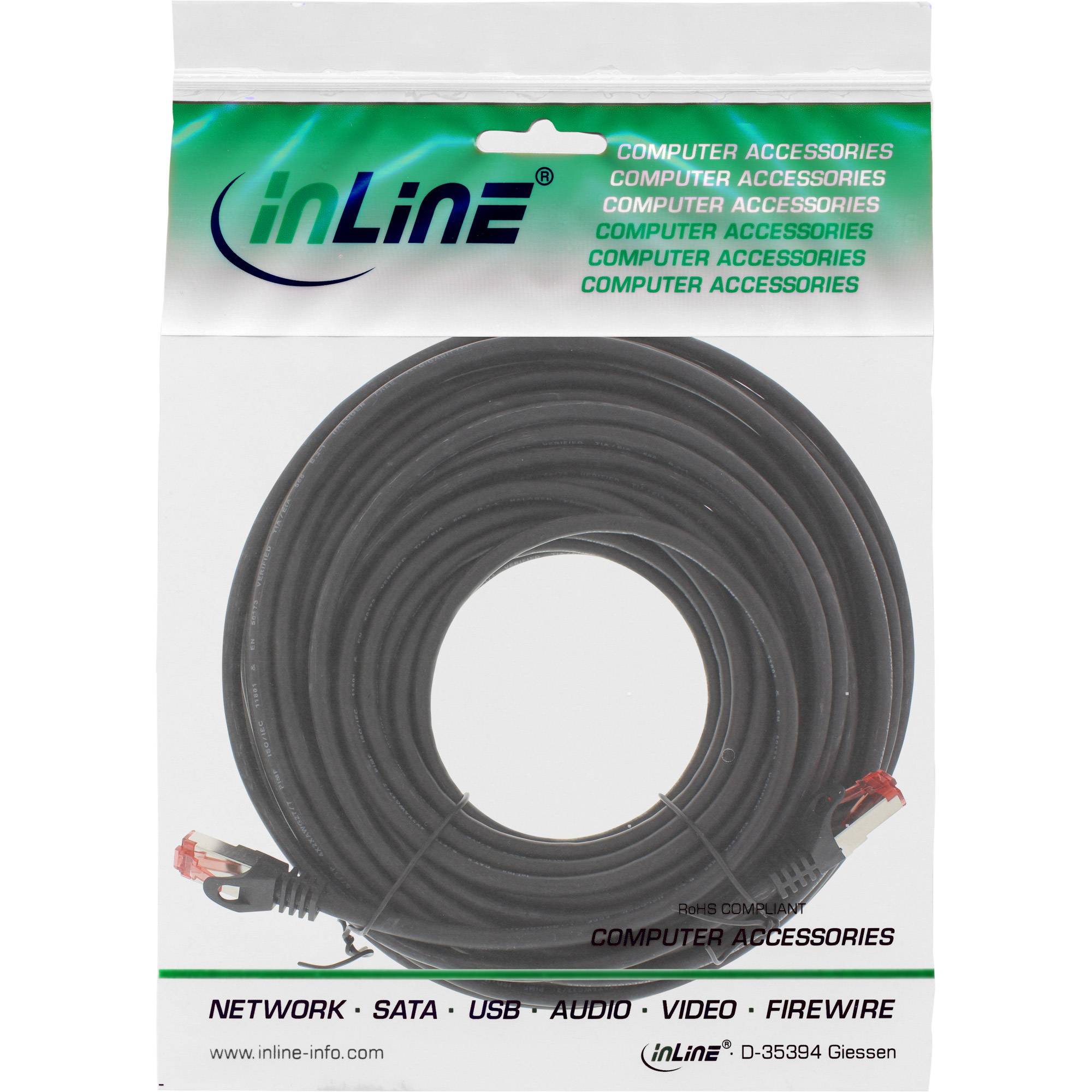 INLINE - Crossover Patchkabel - S/FTP - Cat.6 - schwarz - 15m