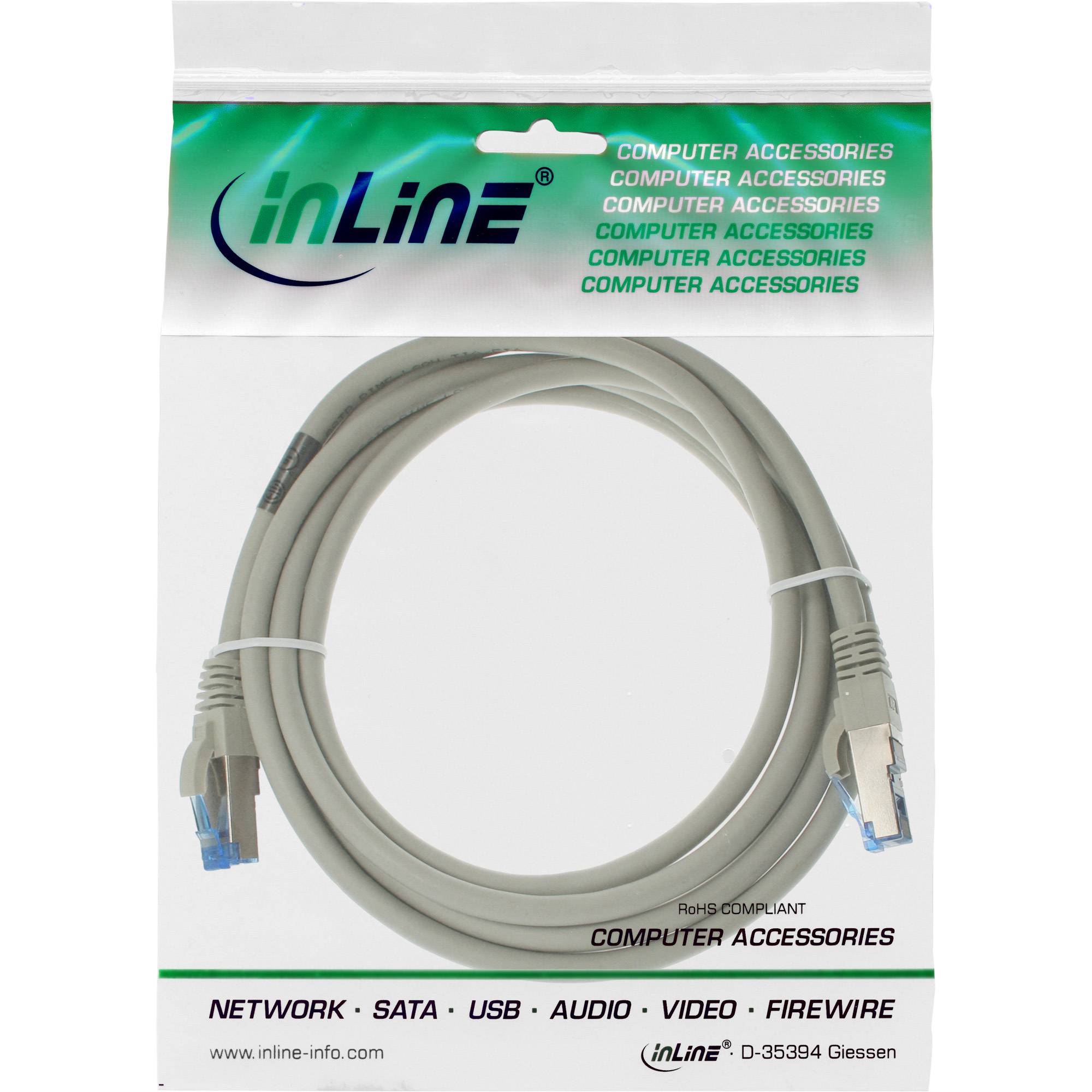 INLINE - Patchkabel - S/FTP (PiMf) - Cat.6A - halogenfrei - grau - 3m