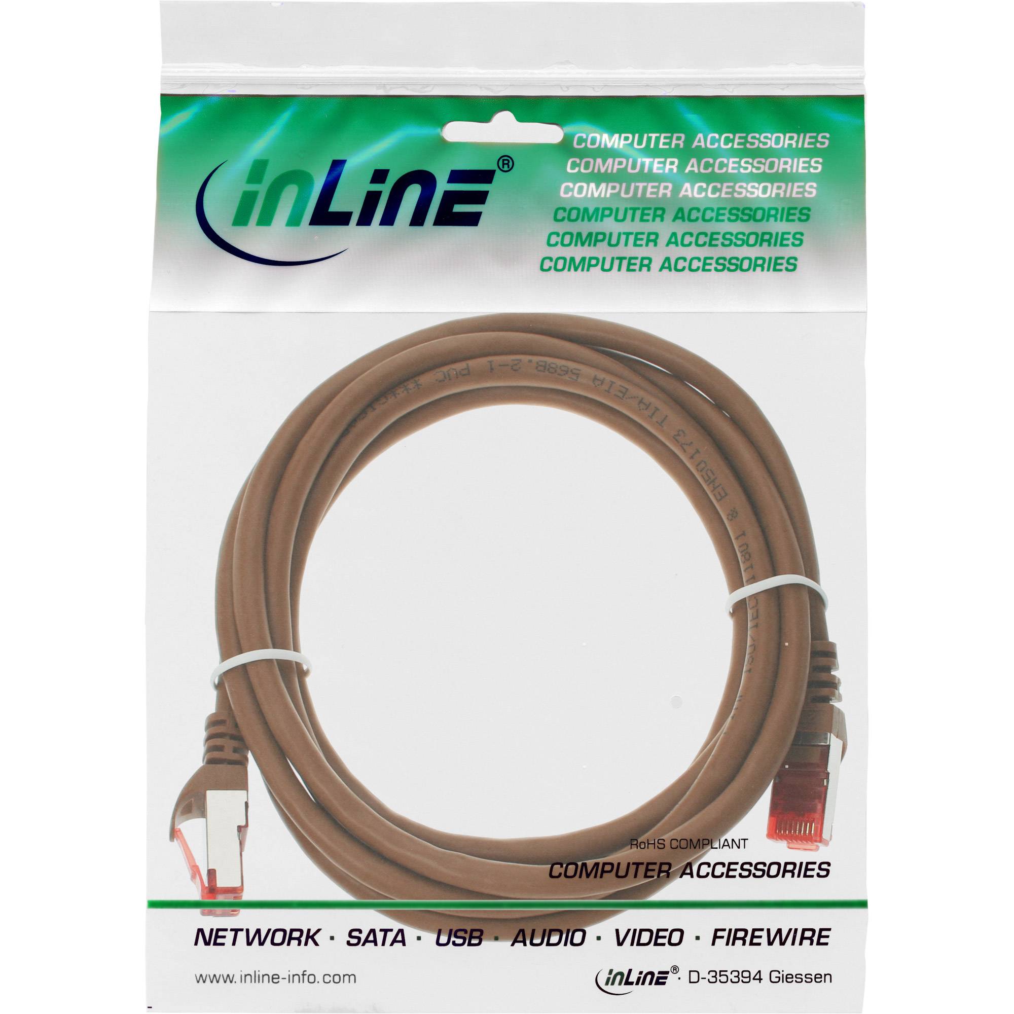 INLINE - Patchkabel - S/FTP (PiMf) - Cat.6 - 250MHz - PVC - Kupfer - braun - 0,5m