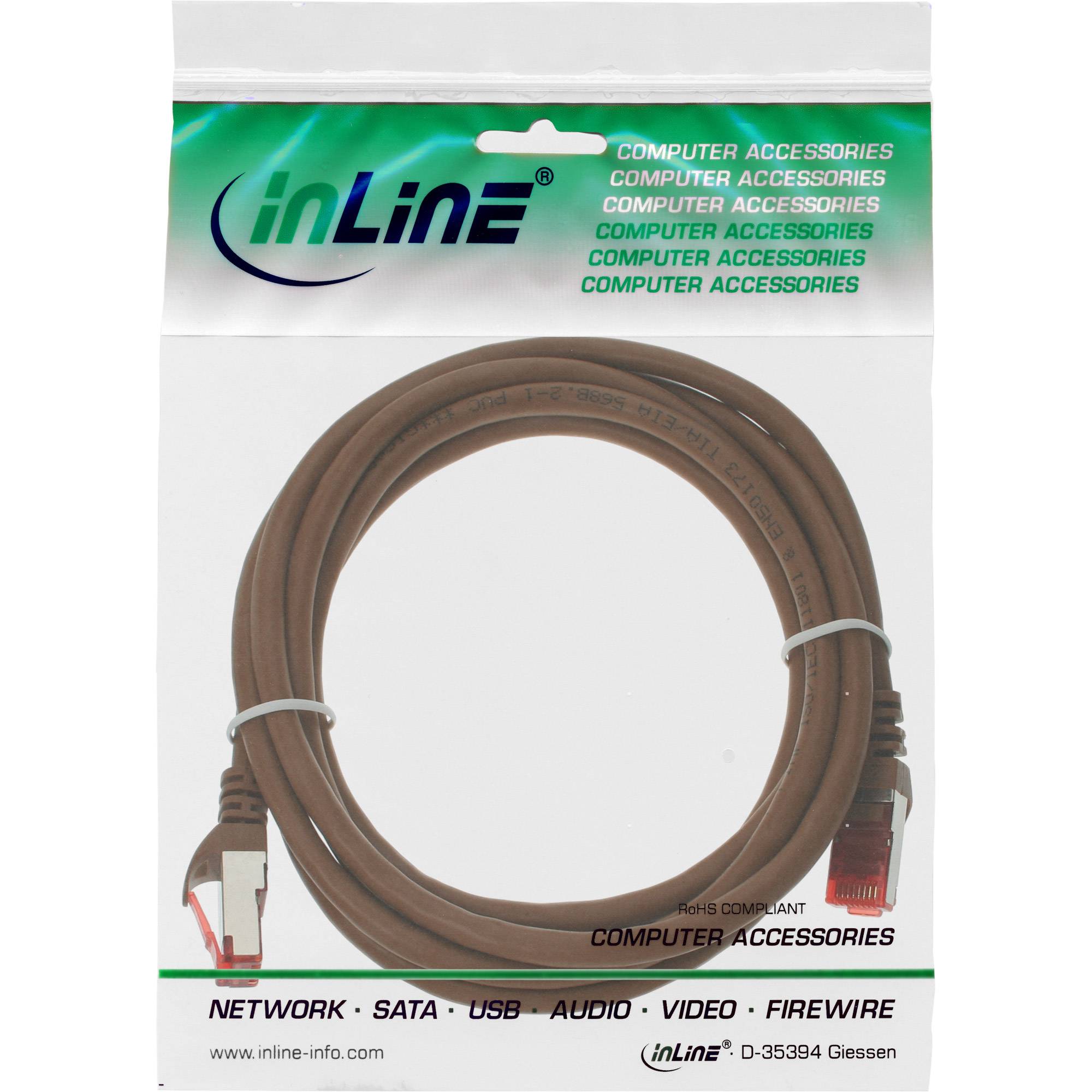 INLINE - Patchkabel - S/FTP (PiMf) - Cat.6 - 250MHz - PVC - Kupfer - braun - 25m