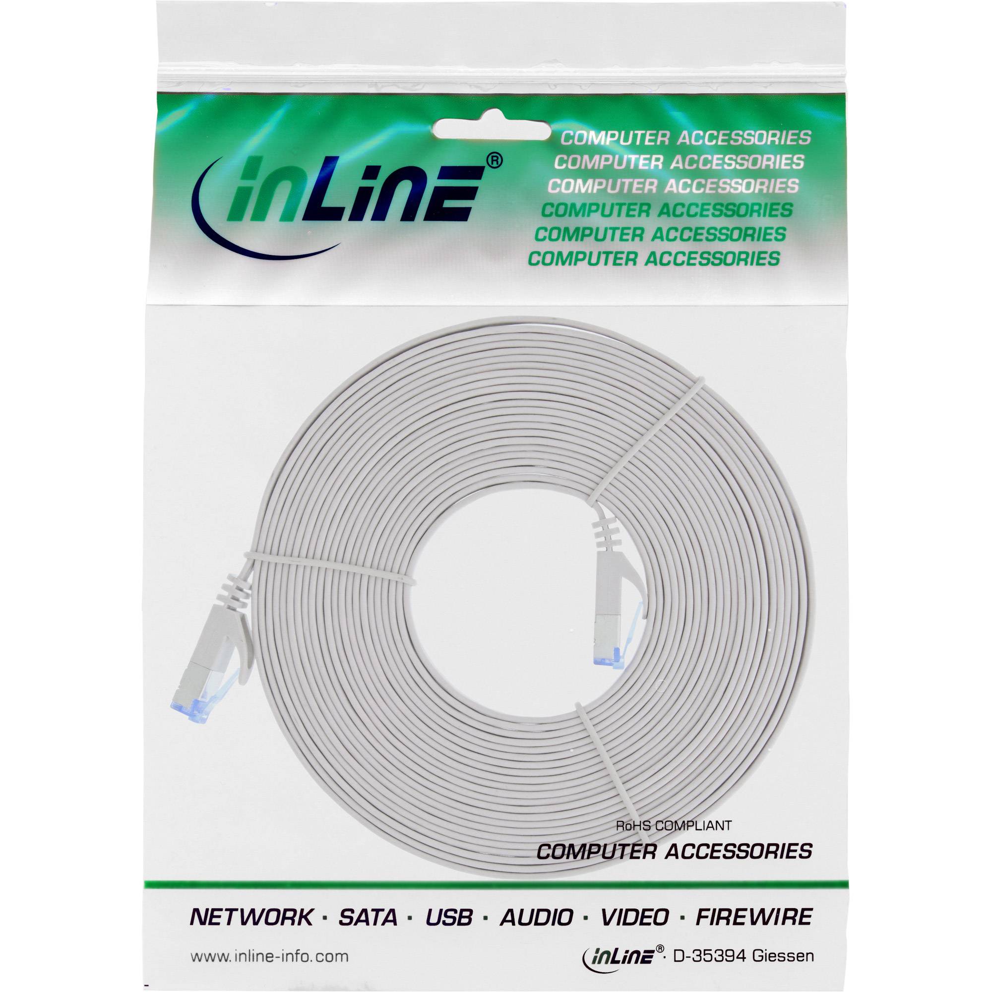INLINE - Patchkabel flach - U/FTP - Cat.6A - grau - 5m
