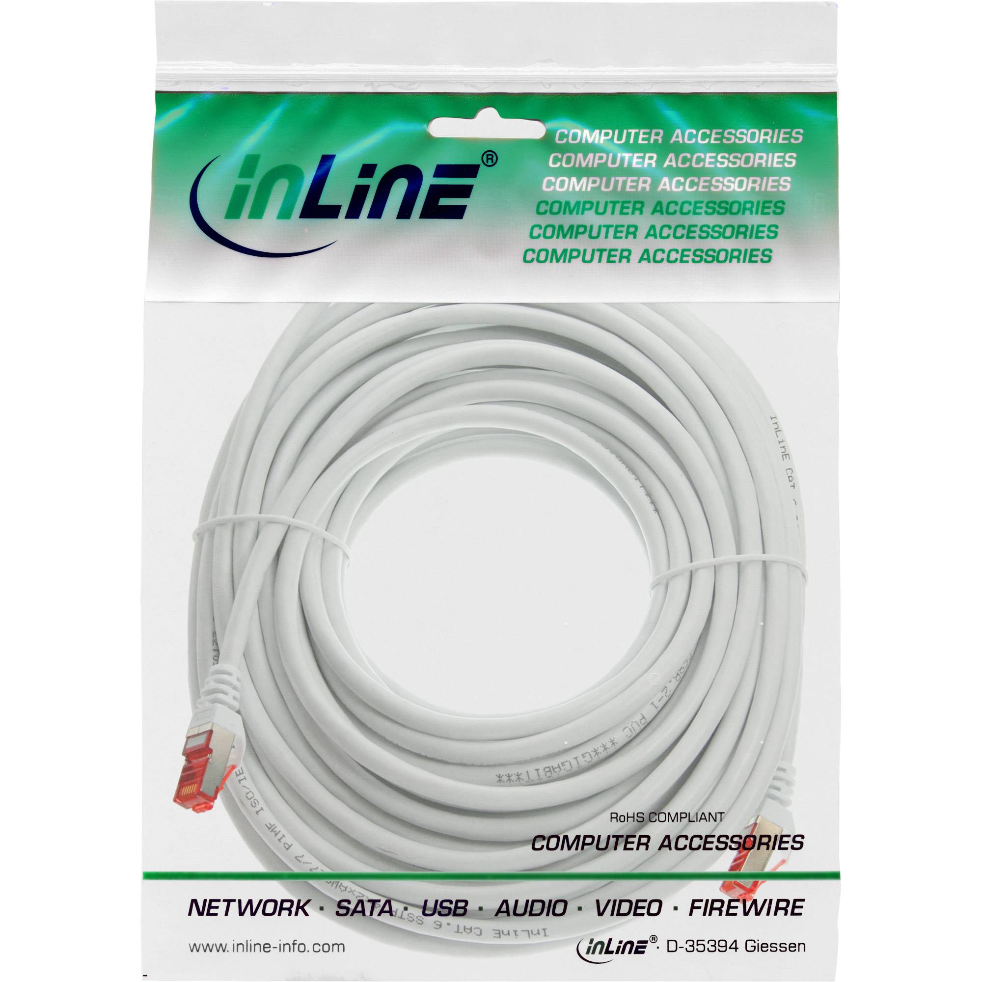 INLINE - Patchkabel - S/FTP (PiMf) - Cat.6 - halogenfrei - Kupfer - weiß - 7,5m