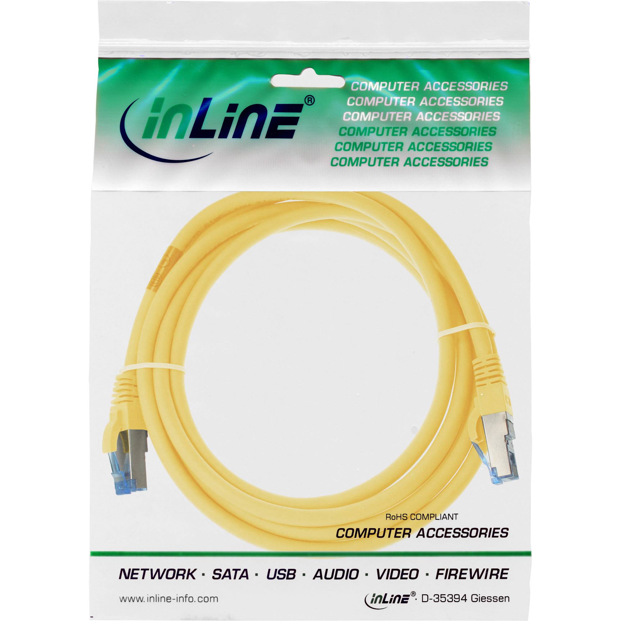 INLINE - Patchkabel - S/FTP (PiMf) - Cat.6A - halogenfrei - gelb - 3m