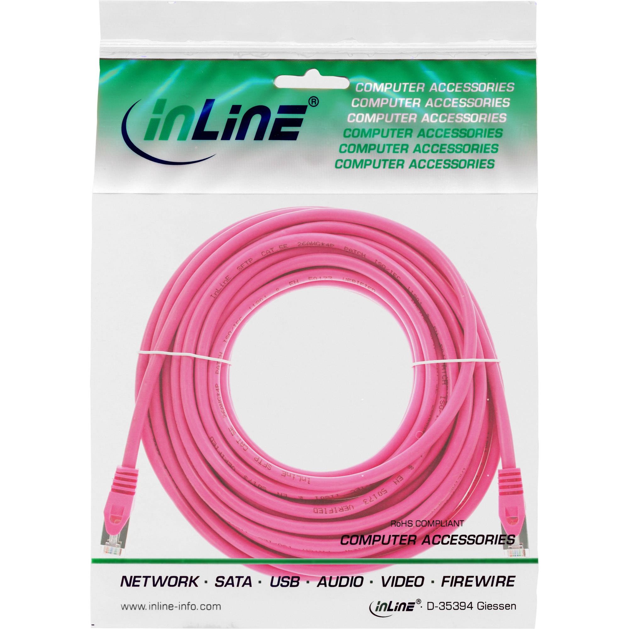 INLINE - Patchkabel - SF/UTP - Cat.5e - pink - 15m