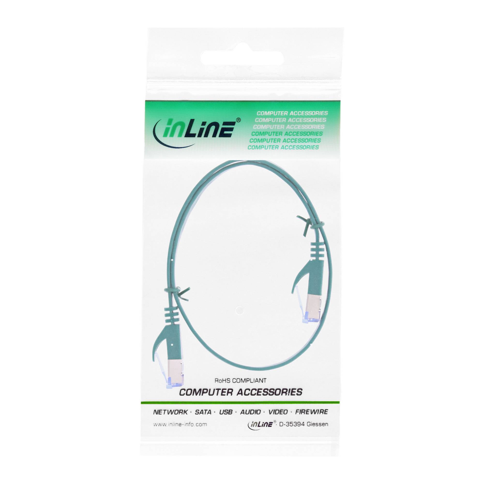 INLINE - Patchkabel flach - U/FTP - Cat.6A - grün - 0,5m