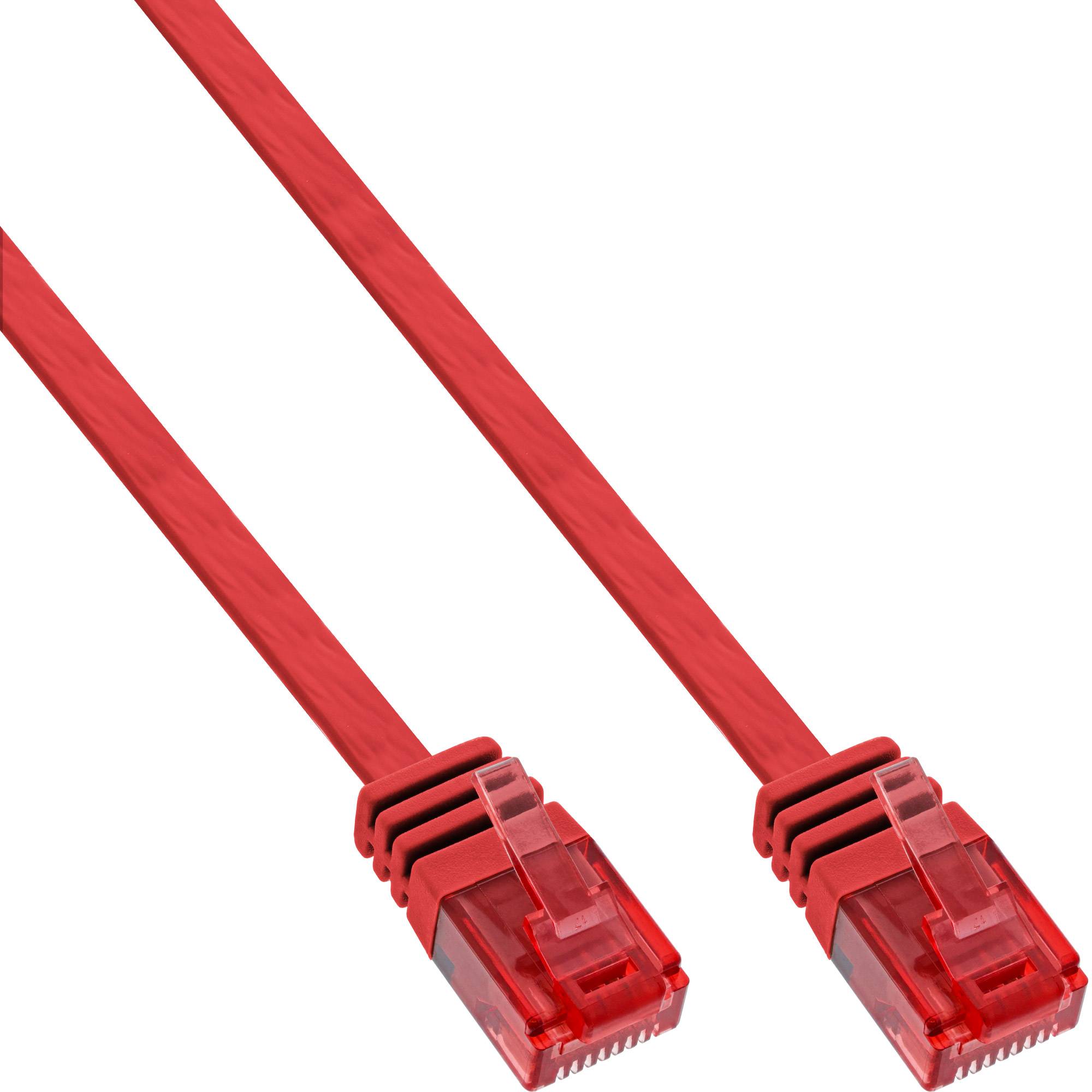 INLINE - Patchkabel flach - U/UTP - Cat.6 - rot - 3m