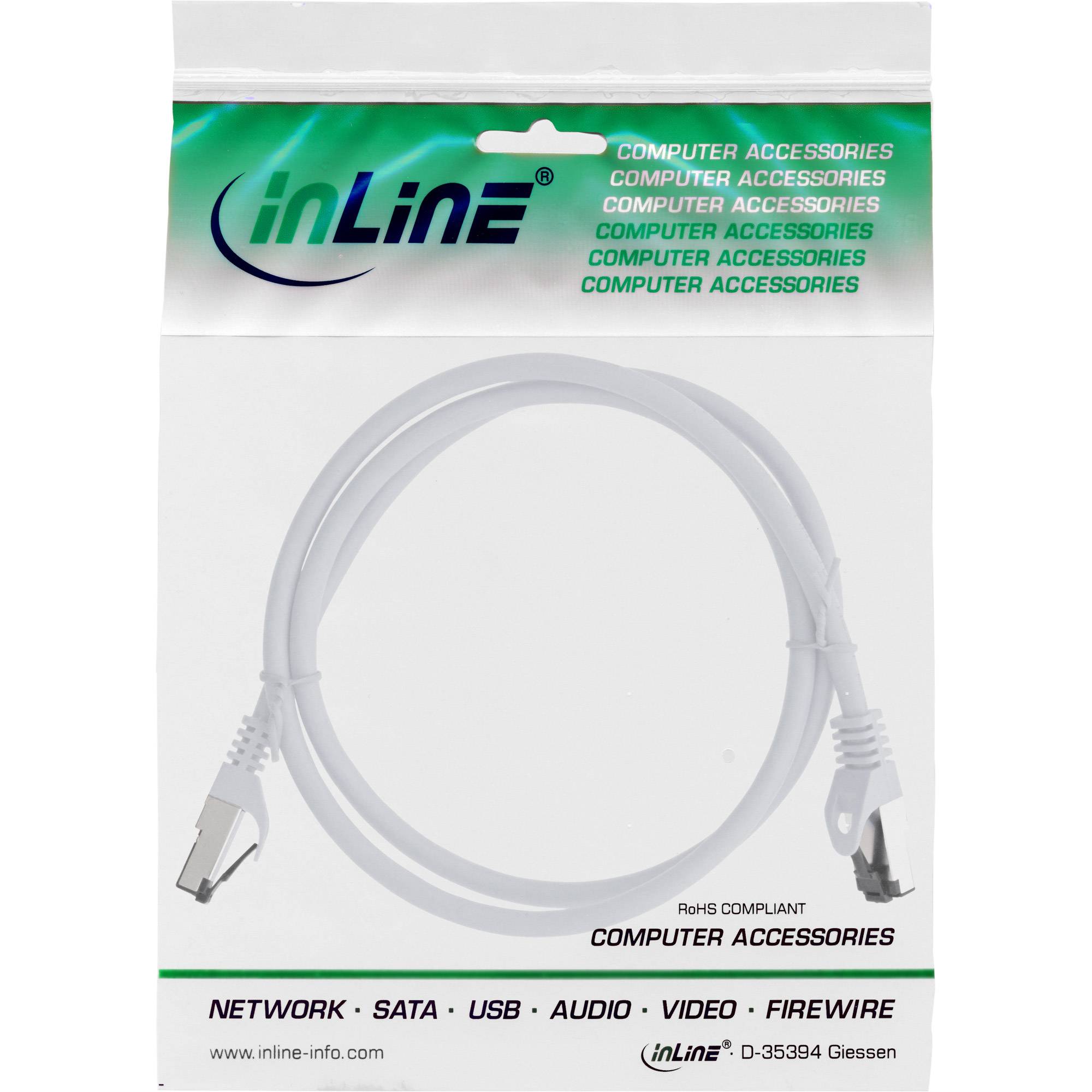 INLINE - Patchkabel - S/FTP (PiMf) - Cat.8.1 - 2000MHz - halogenfrei - weiß - 3m