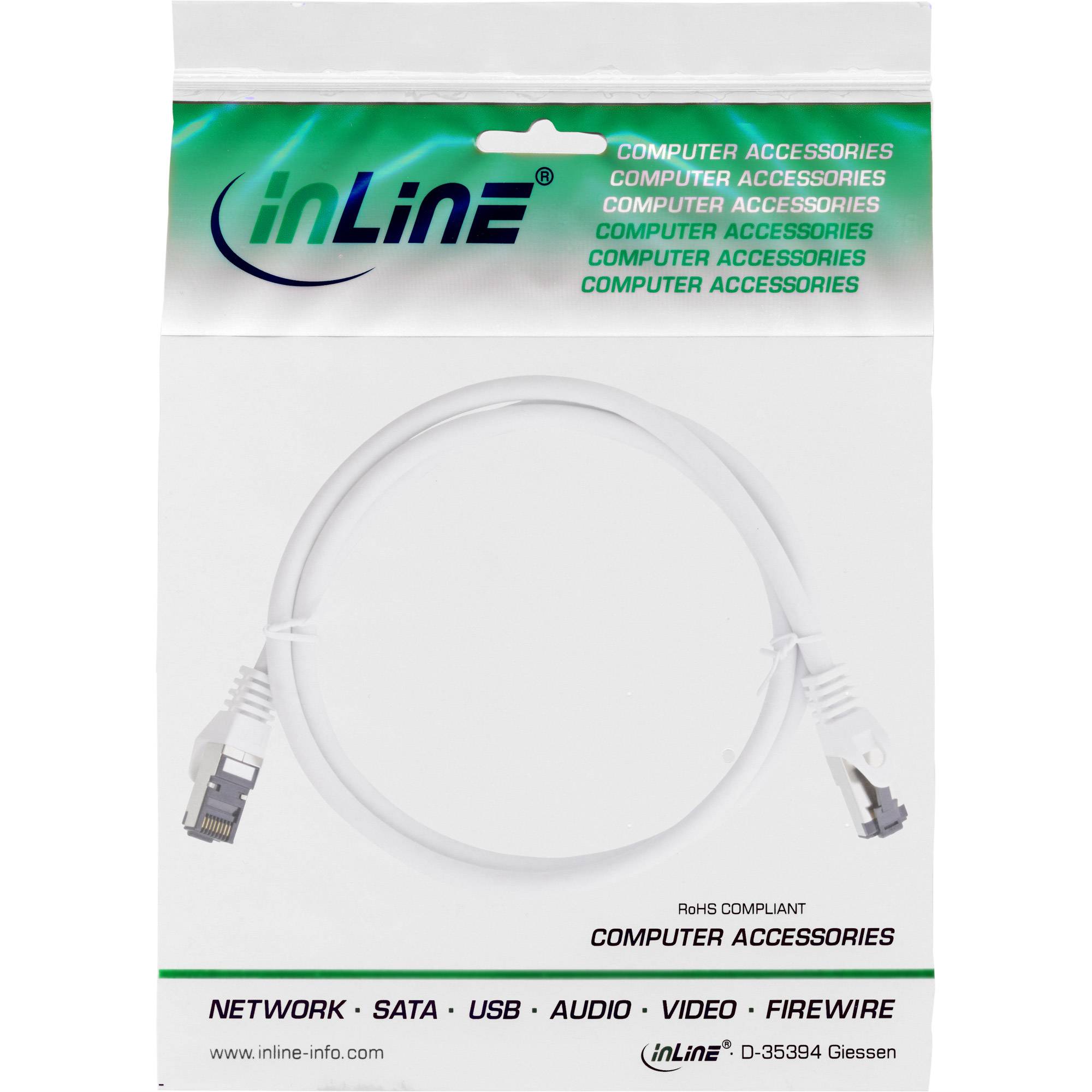INLINE - Patchkabel - S/FTP (PiMf) - Cat.8.1 - 2000MHz - halogenfrei - weiß - 1m