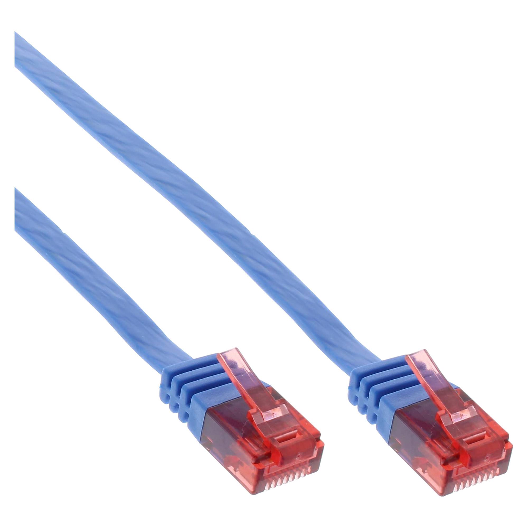 INLINE - Patchkabel flach - U/UTP - Cat.6 - blau - 10m