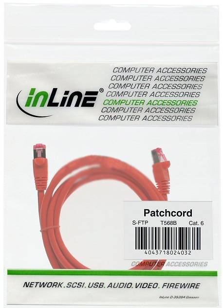 INLINE - Patchkabel - S/FTP (PiMf) - Cat.6 - 250MHz - PVC - Kupfer - orange - 0,3m