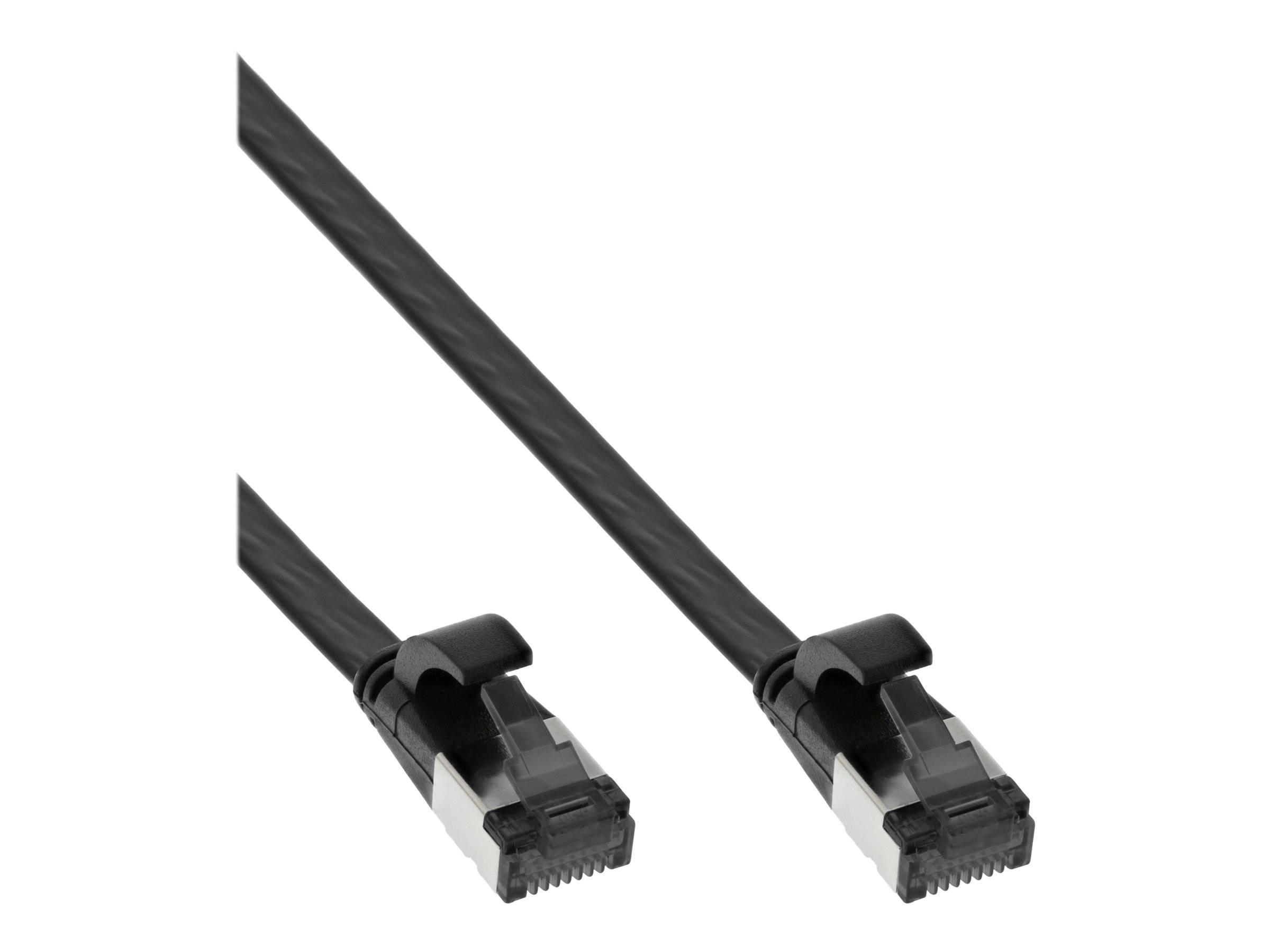 INLINE - Patchkabel flach - U/FTP - Cat.8.1 - TPE halogenfrei - schwarz - 0,25m