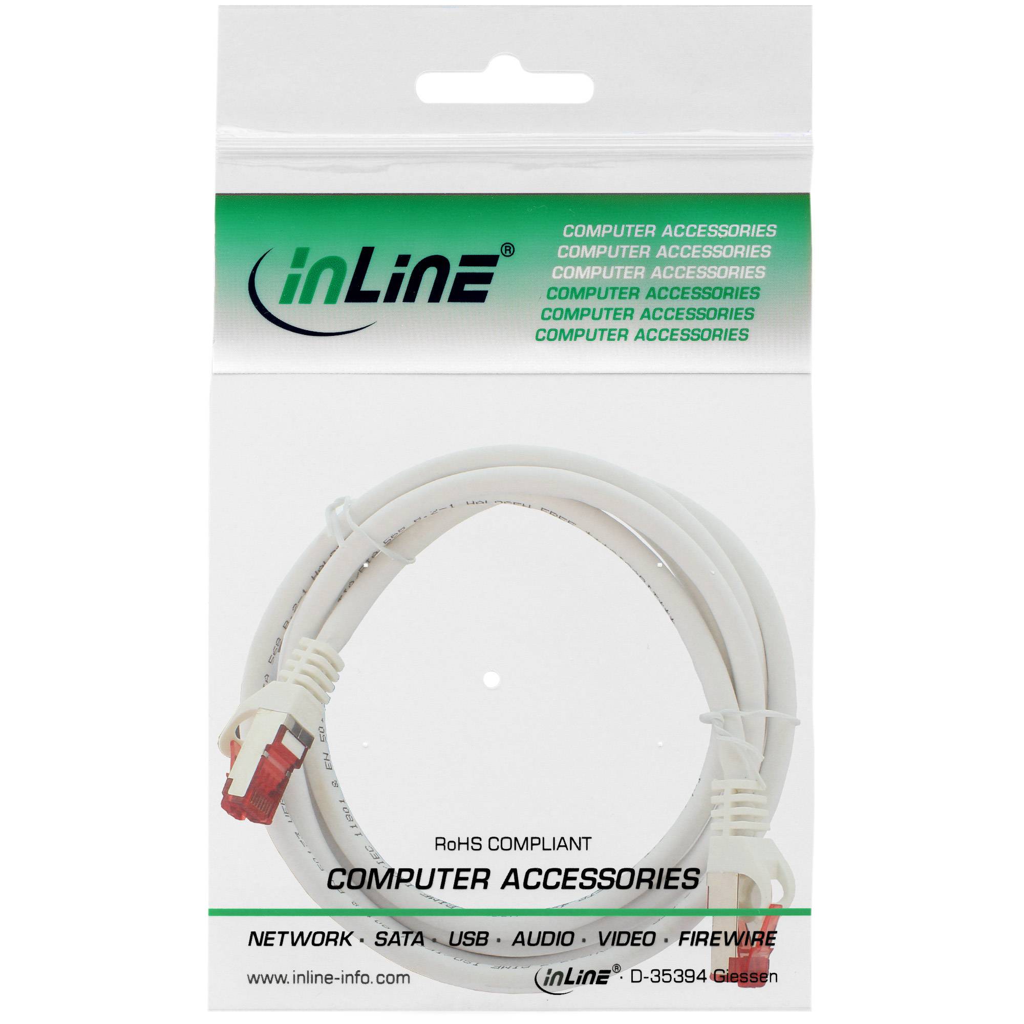 INLINE - Patchkabel - S/FTP (PiMf) - Cat.6 - halogenfrei - Kupfer - weiß - 3m