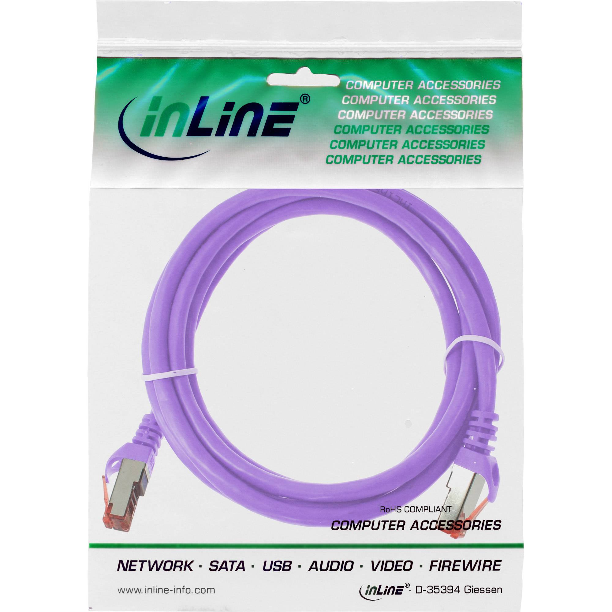 INLINE - Patchkabel - S/FTP (PiMf) - Cat.6 - 250MHz - PVC - Kupfer - violett - 1m