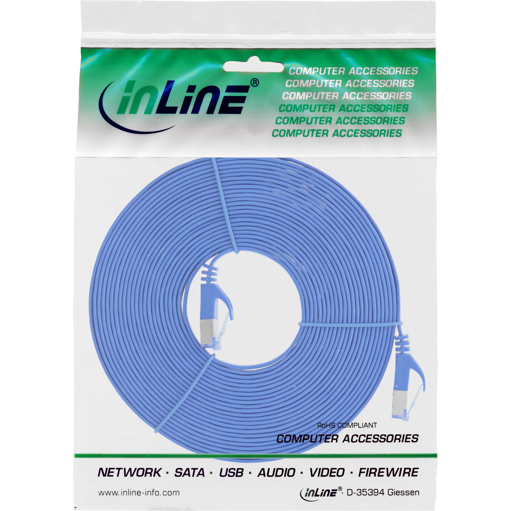 INLINE - Patchkabel flach - U/FTP - Cat.6A - blau - 5m