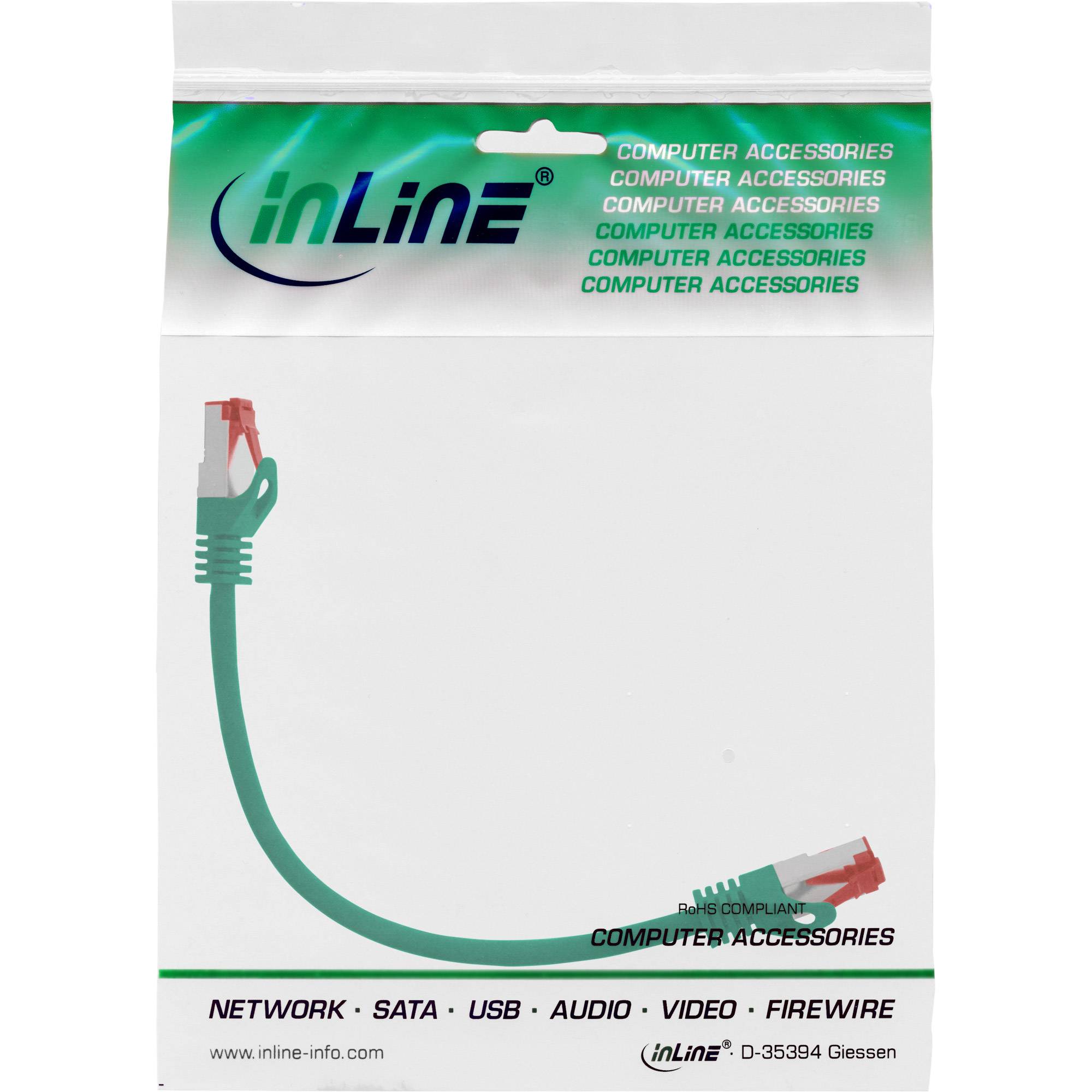 INLINE - Patchkabel - S/FTP (PiMf) - Cat.6 - 250MHz - PVC - CCA - grün - 0,25m