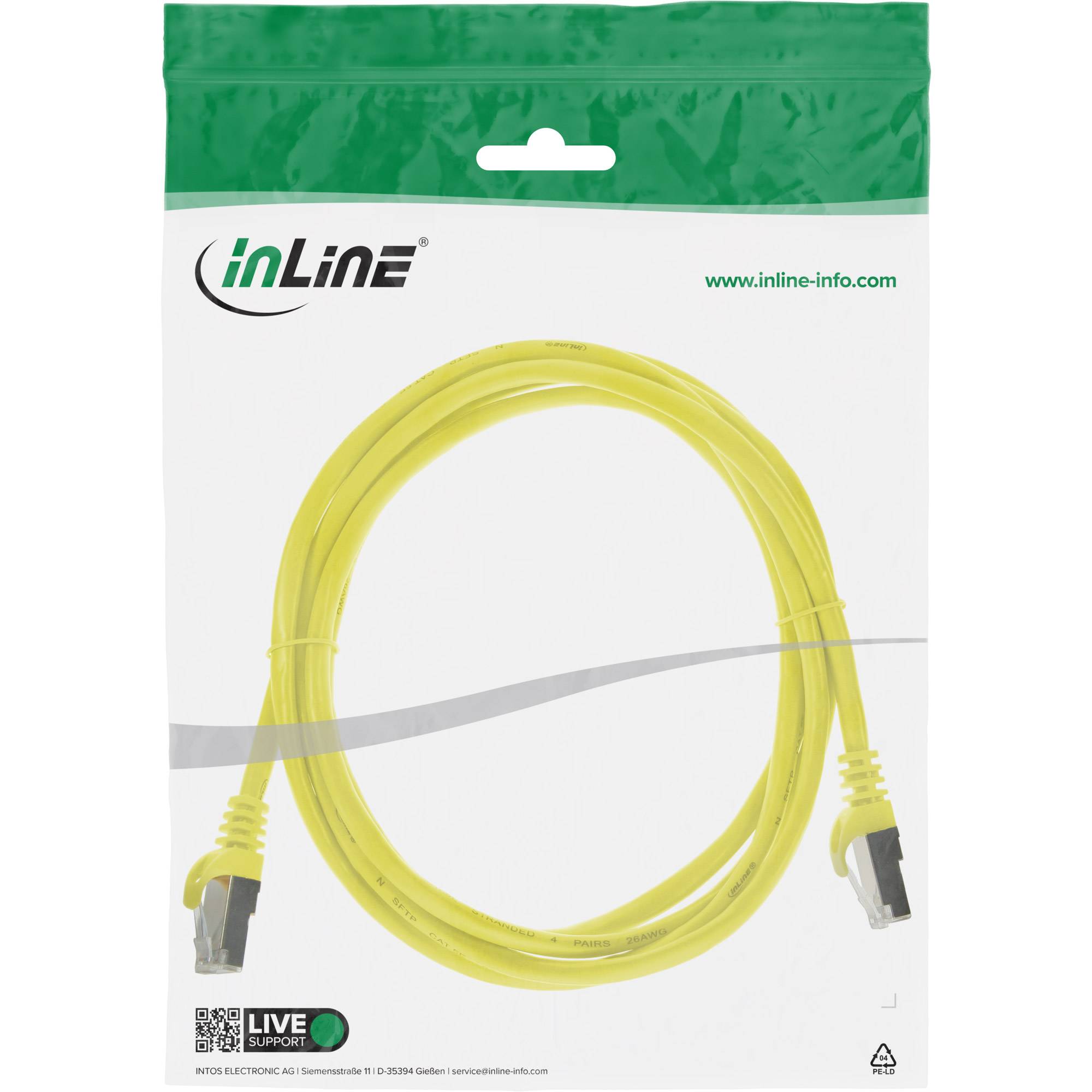 INLINE - Patchkabel - SF/UTP - Cat.5e - gelb - 1m