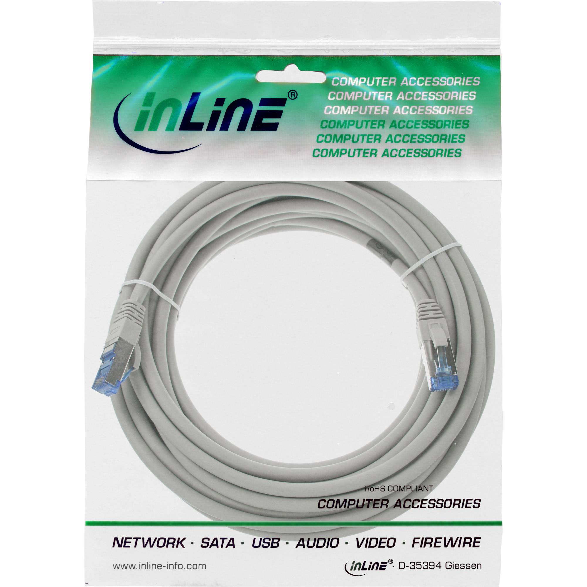 INLINE - Patchkabel - S/FTP (PiMf) - Cat.6A - halogenfrei - grau - 5m