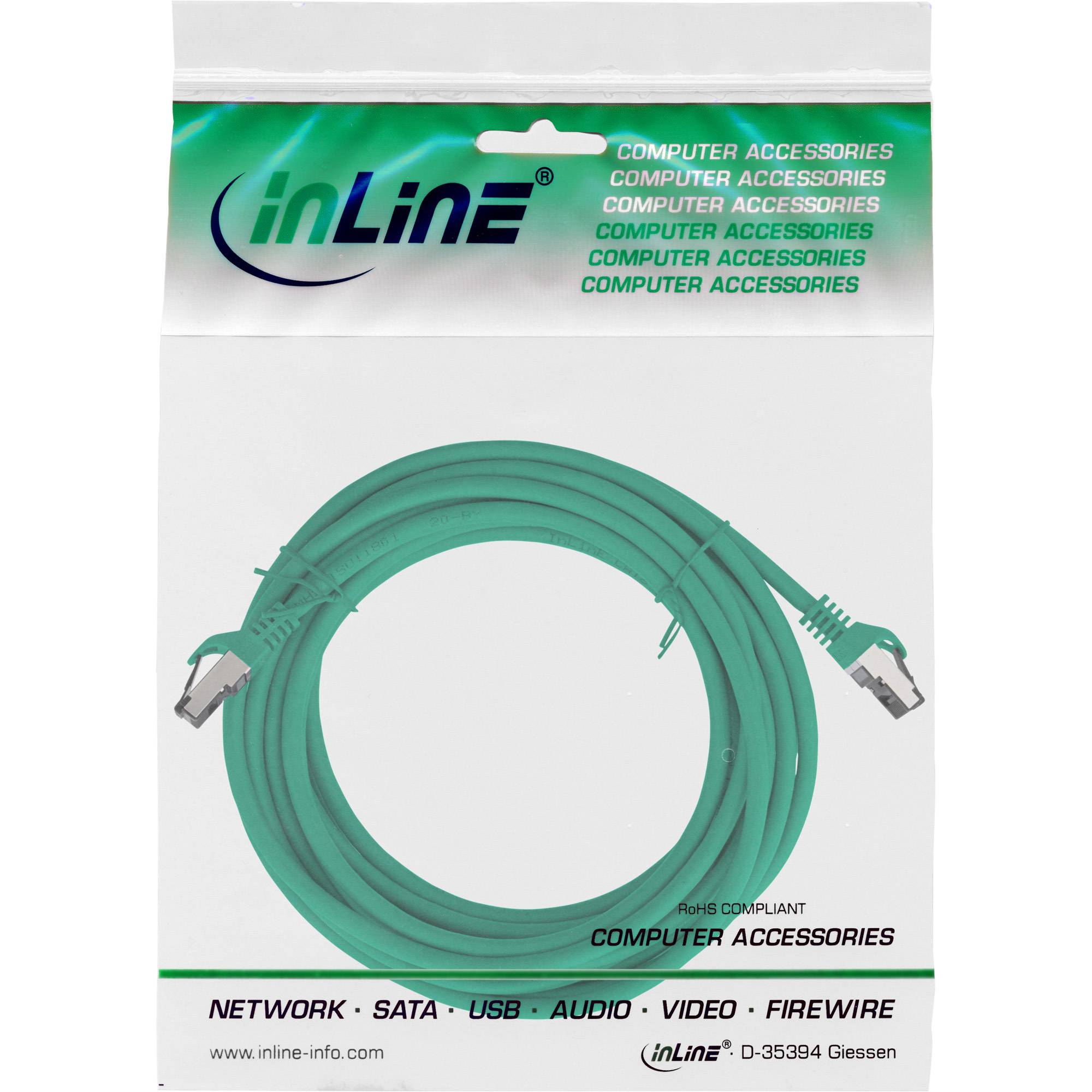 INLINE - Patchkabel - S/FTP (PiMf) - Cat.8.1 - 2000MHz - halogenfrei - grün - 10m