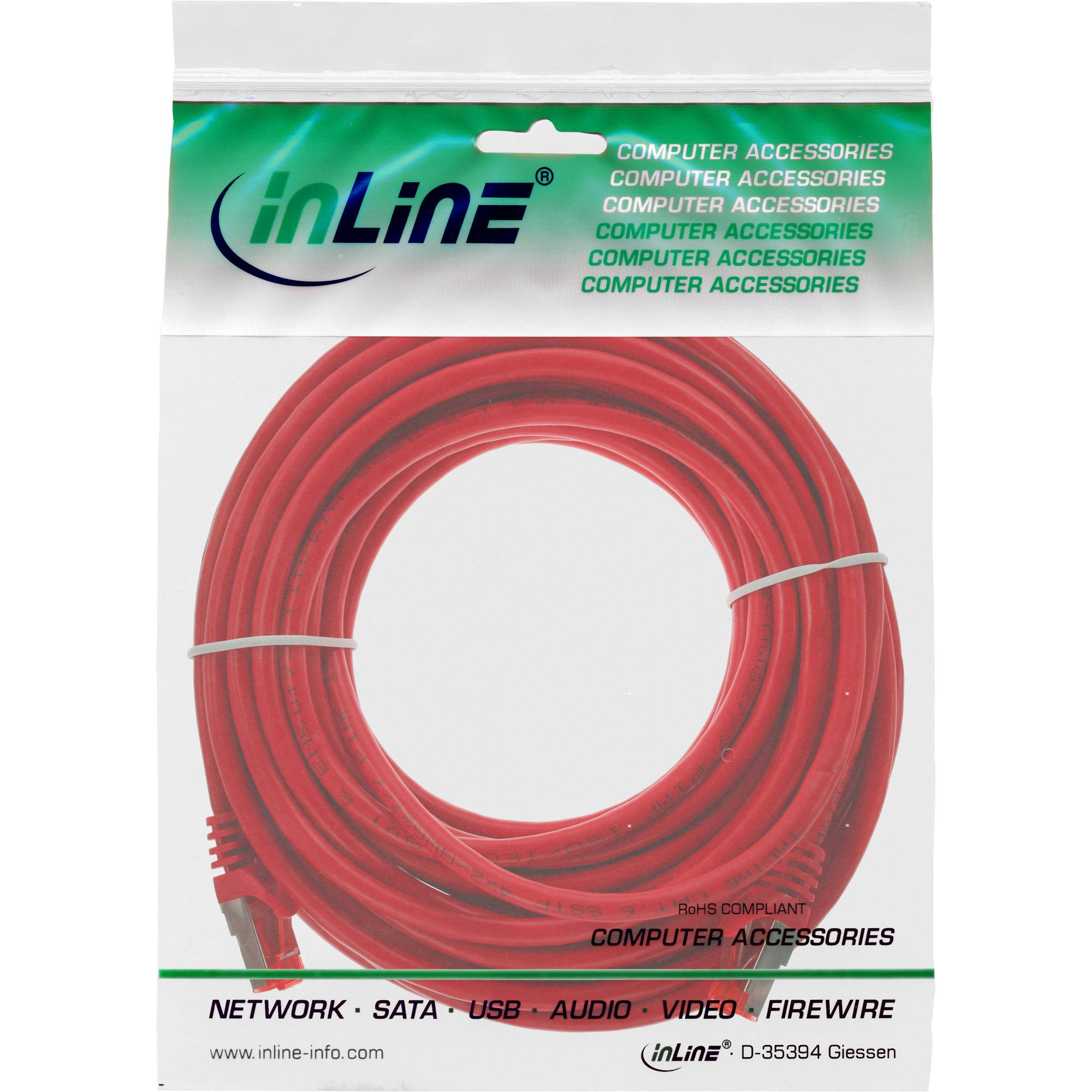INLINE - Patchkabel - S/FTP (PiMf) - Cat.6 - 250MHz - PVC - Kupfer - rot - 40m