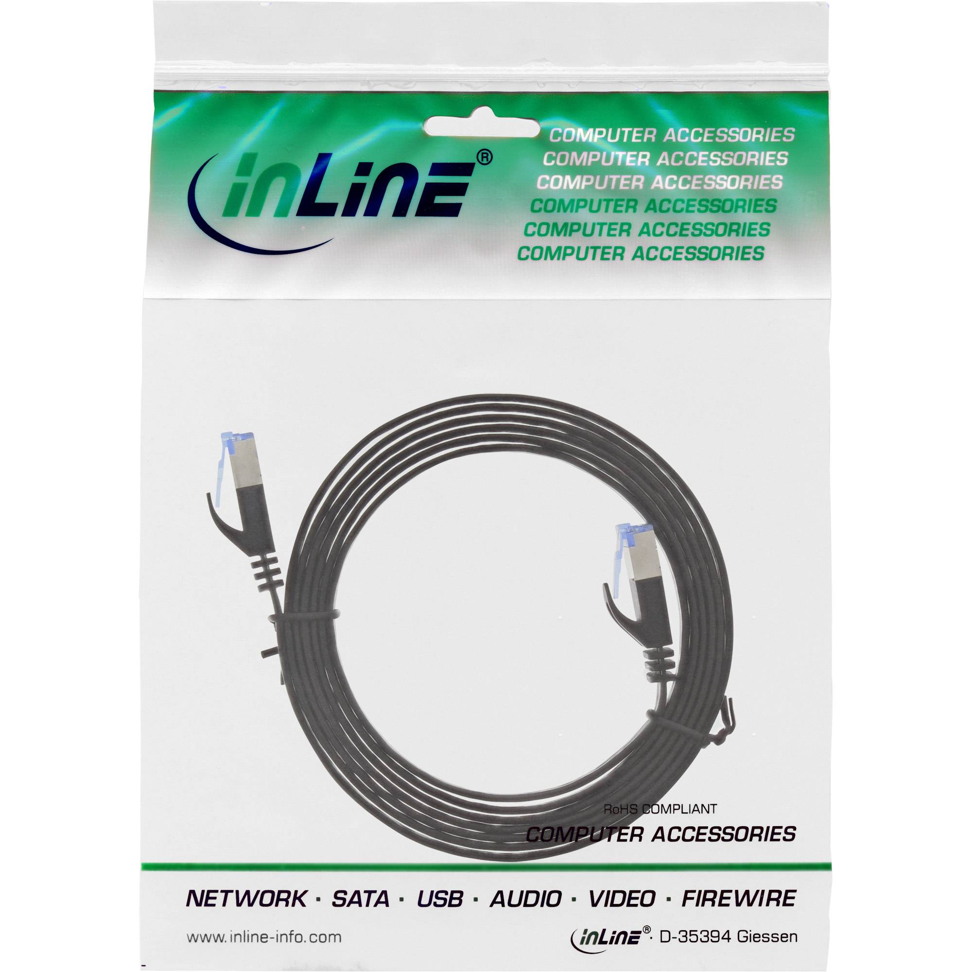 INLINE - Patchkabel flach - U/FTP - Cat.6A - schwarz - 2m
