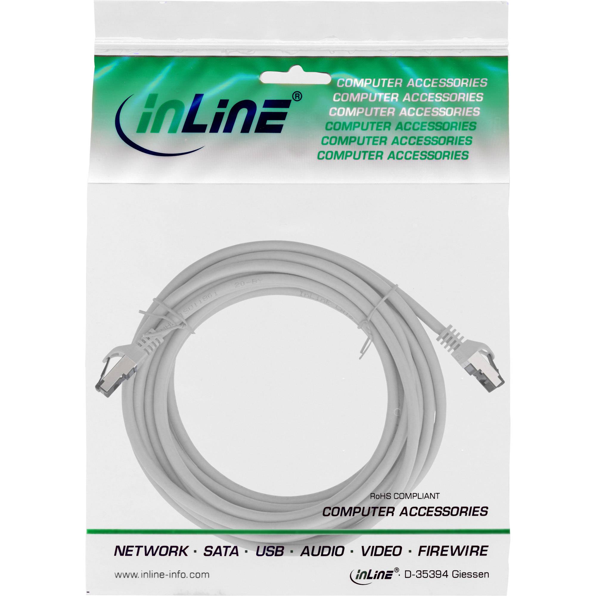 INLINE - Patchkabel - S/FTP (PiMf) - Cat.8.1 - 2000MHz - halogenfrei - grau - 5m