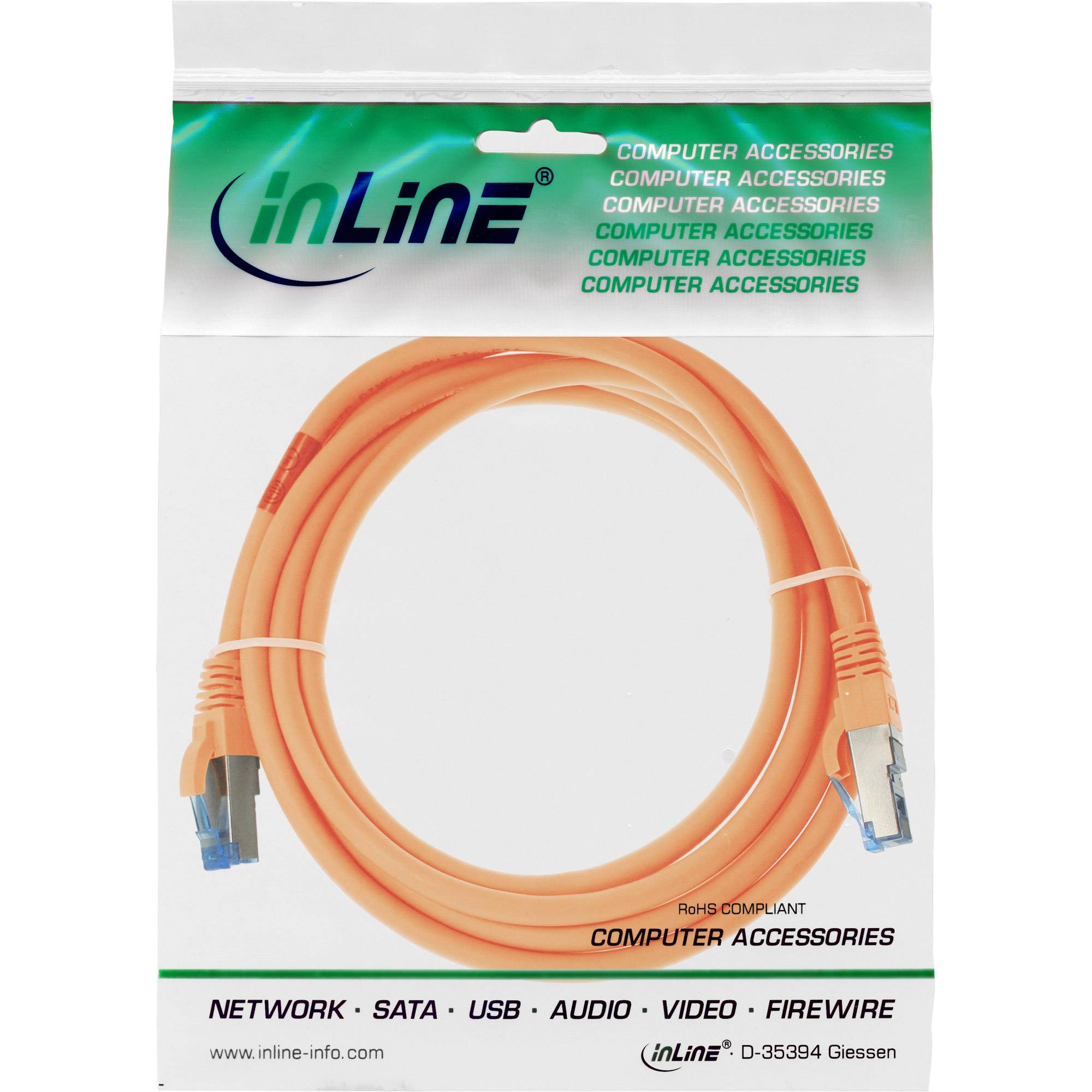 INLINE - Patchkabel - S/FTP (PiMf) - Cat.6A - halogenfrei - orange - 1m