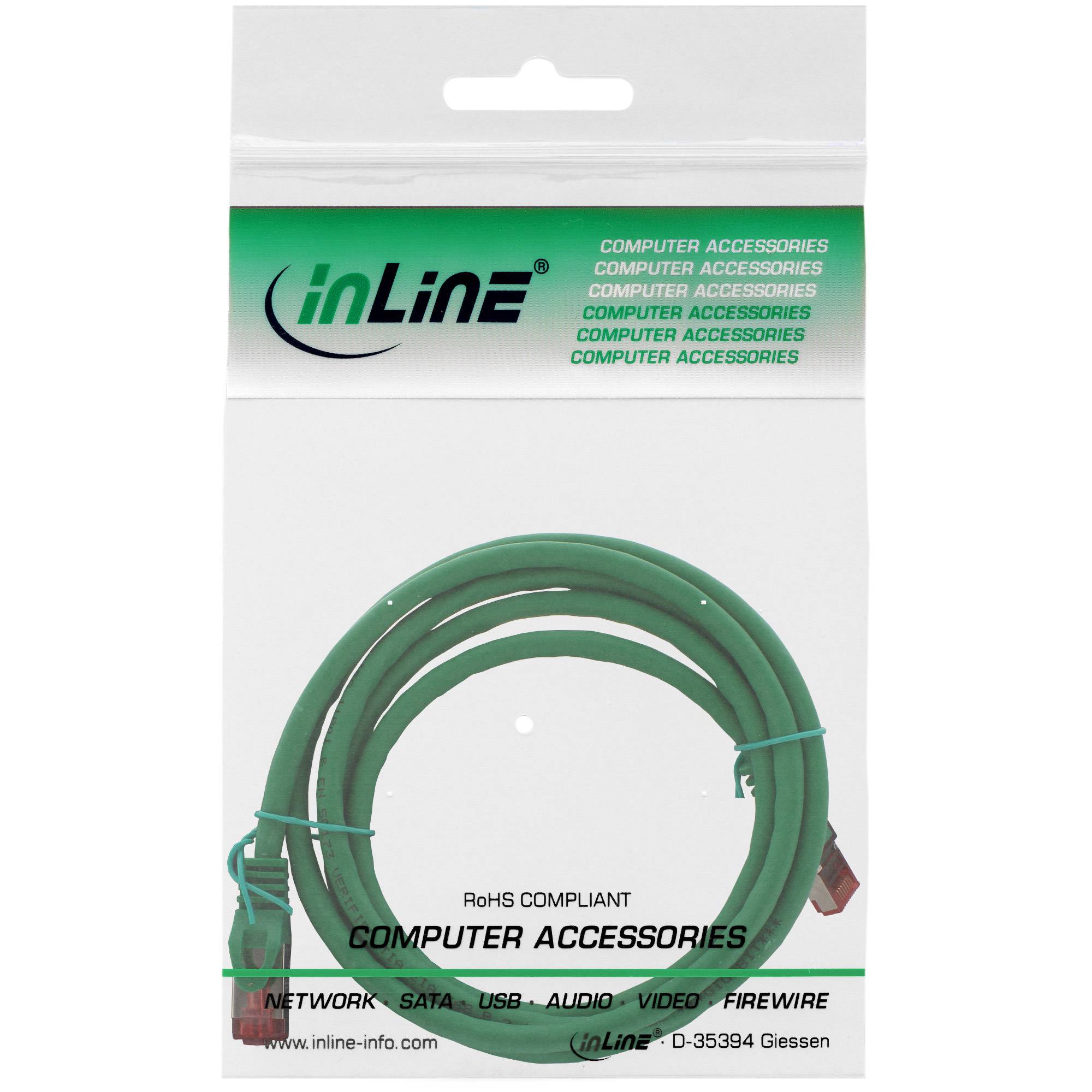 INLINE - Patchkabel - S/FTP (PiMf) - Cat.6 - halogenfrei - Kupfer - grün - 2m