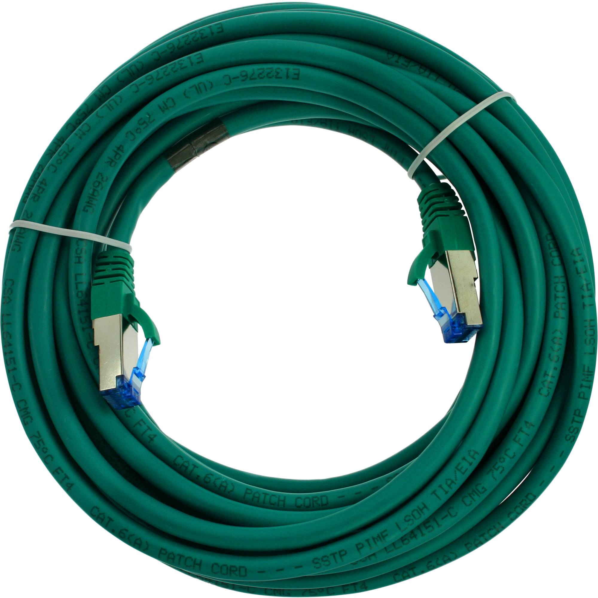 INLINE - Patchkabel - S/FTP (PiMf) - Cat.6A - halogenfrei - grün - 15m