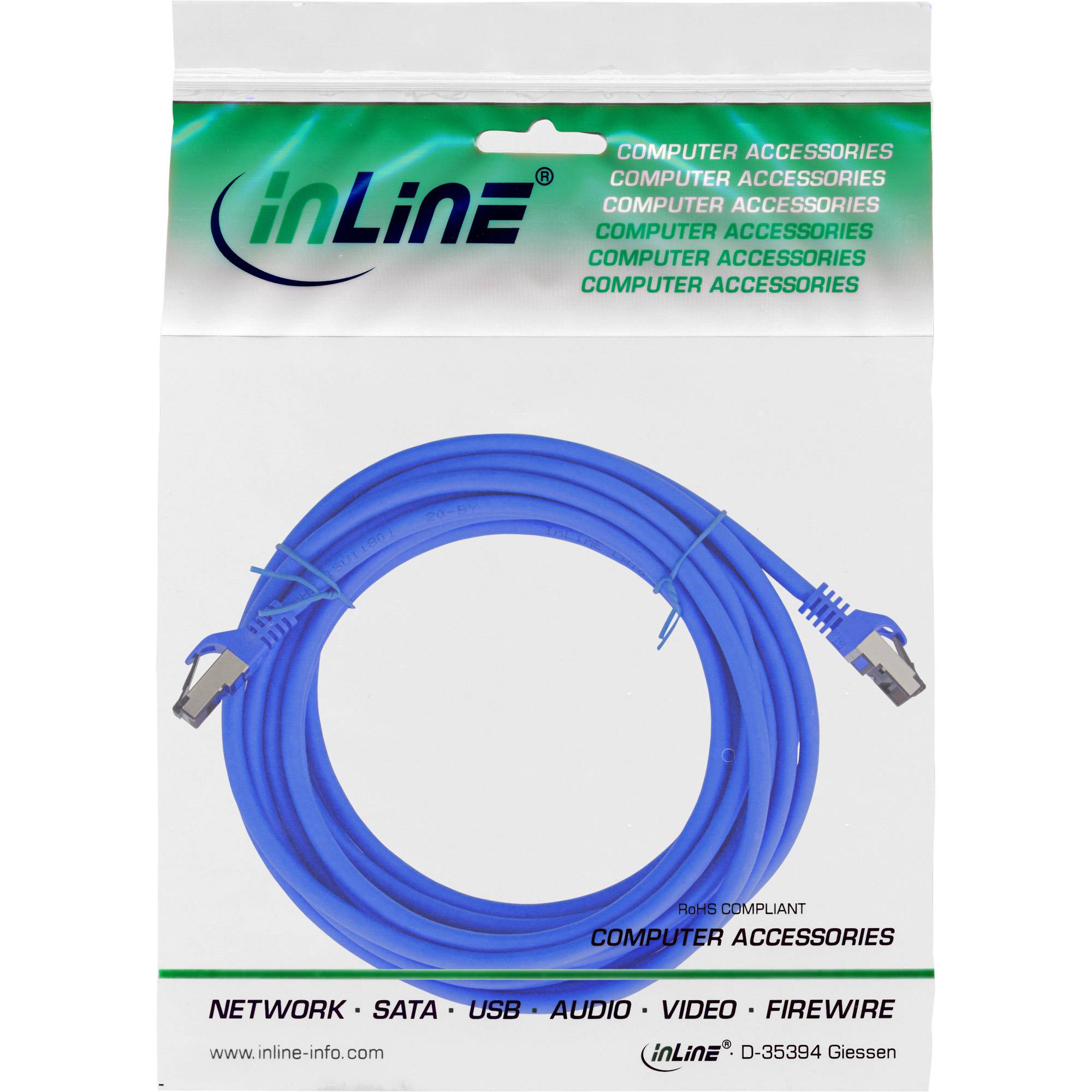 INLINE - Patchkabel - S/FTP (PiMf) - Cat.8.1 - 2000MHz - halogenfrei - blau - 10m