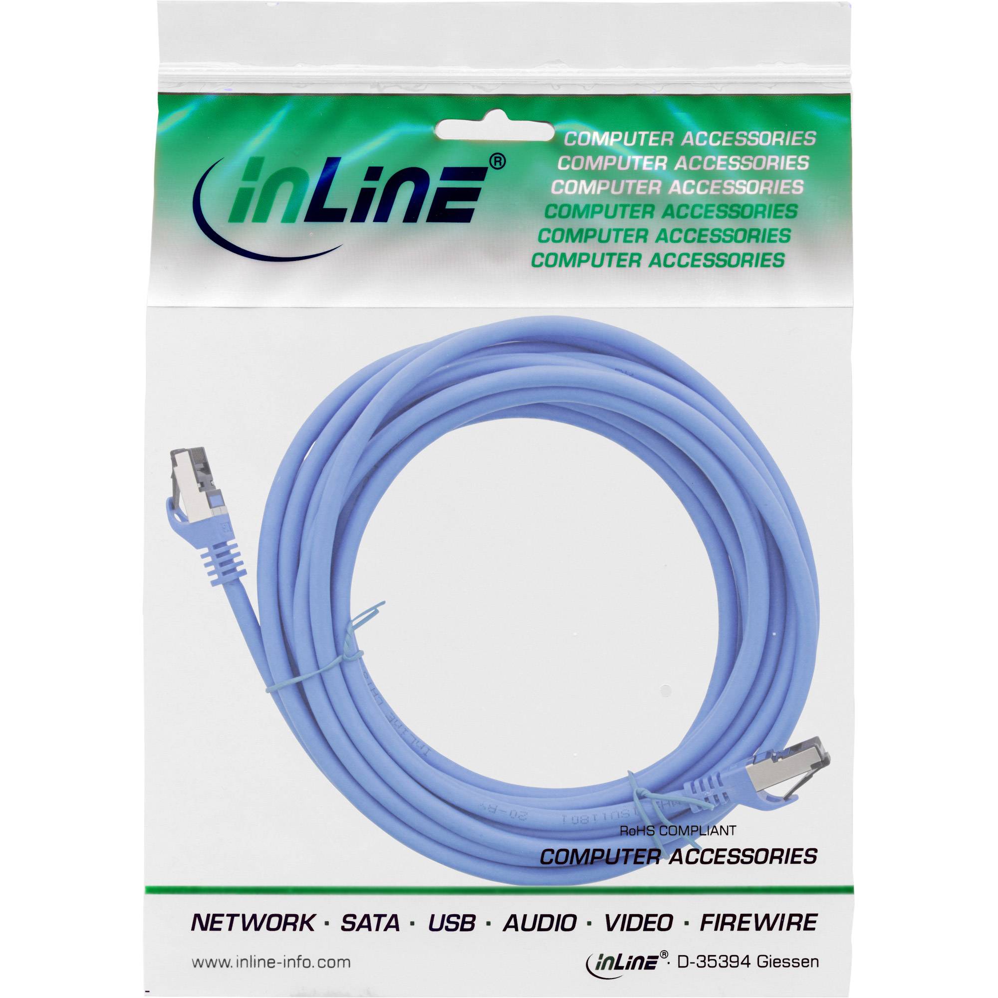 INLINE - Patchkabel - S/FTP (PiMf) - Cat.8.1 - 2000MHz - halogenfrei - blau - 7,5m