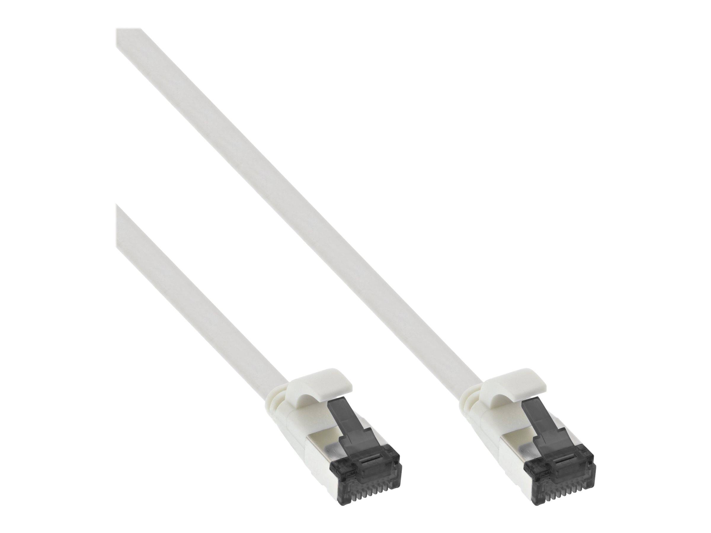 INLINE - Patchkabel flach - U/FTP - Cat.8.1 - TPE halogenfrei - weiß - 0,3m