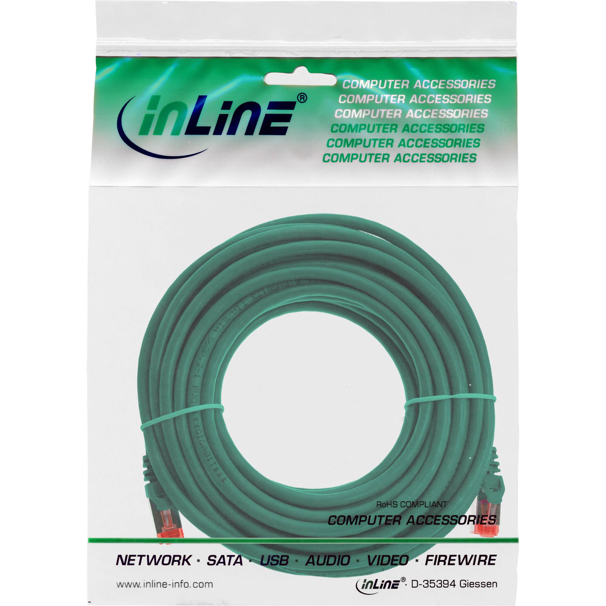 INLINE - Patchkabel - S/FTP (PiMf) - Cat.6 - 250MHz - PVC - CCA - grün - 10m