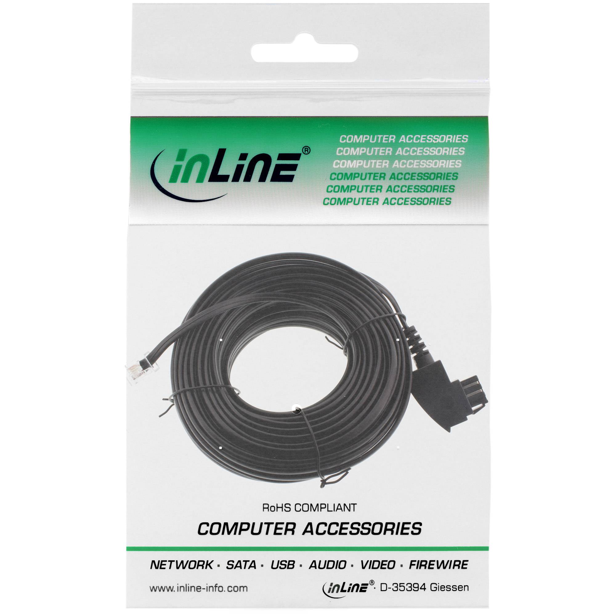 INLINE - TAE-F Kabel für DSL Splitter - TAE-F ST an Western 6/2 DEC ST - 15m