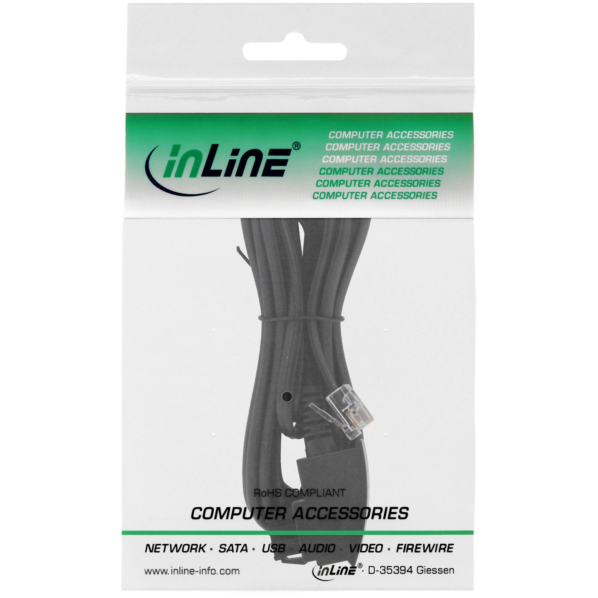 INLINE - TAE-F Kabel für DSL Splitter - TAE-F ST an Western 6/2 DEC ST - 25m