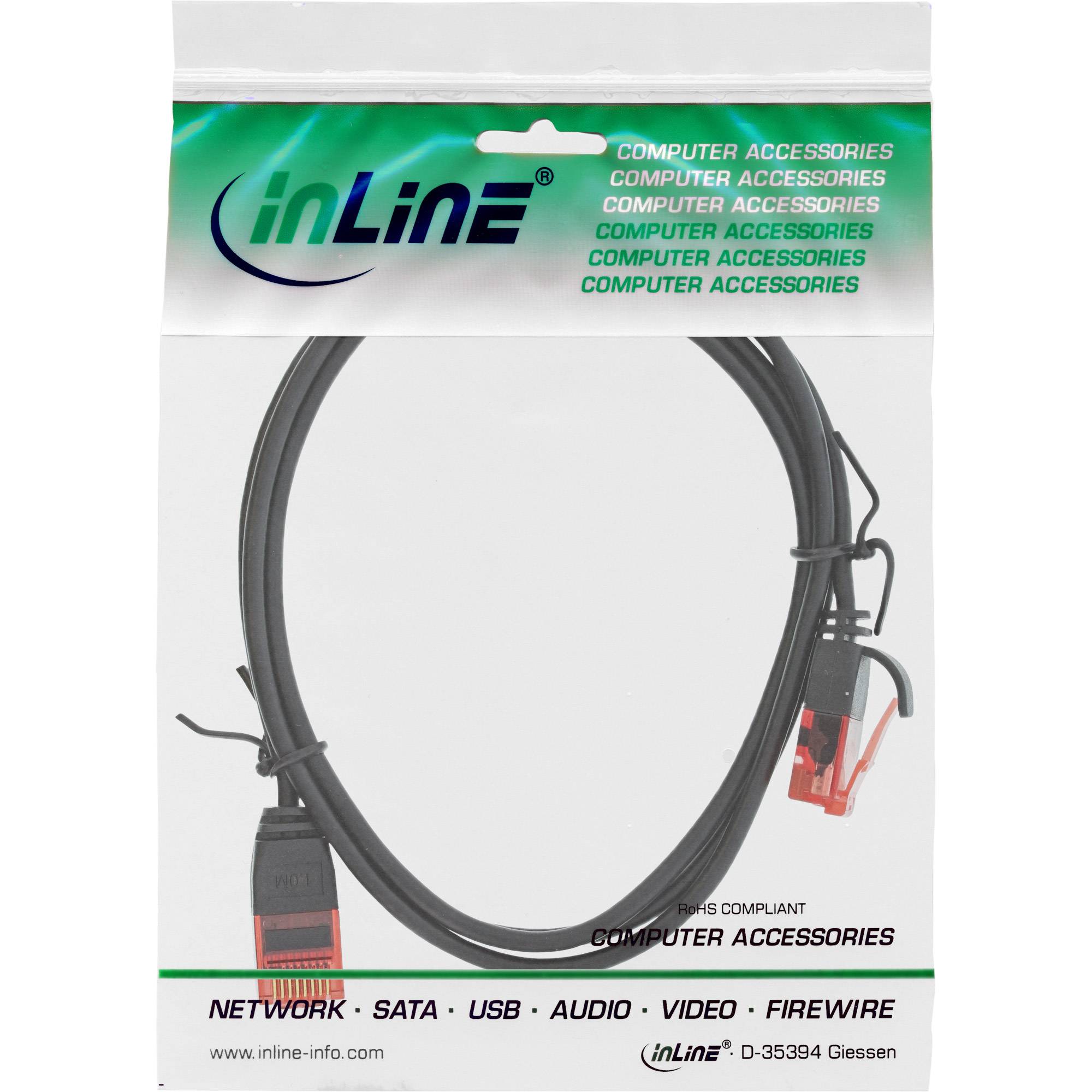 INLINE - Slim Patchkabel - U/UTP - Cat.6 - schwarz - 10m