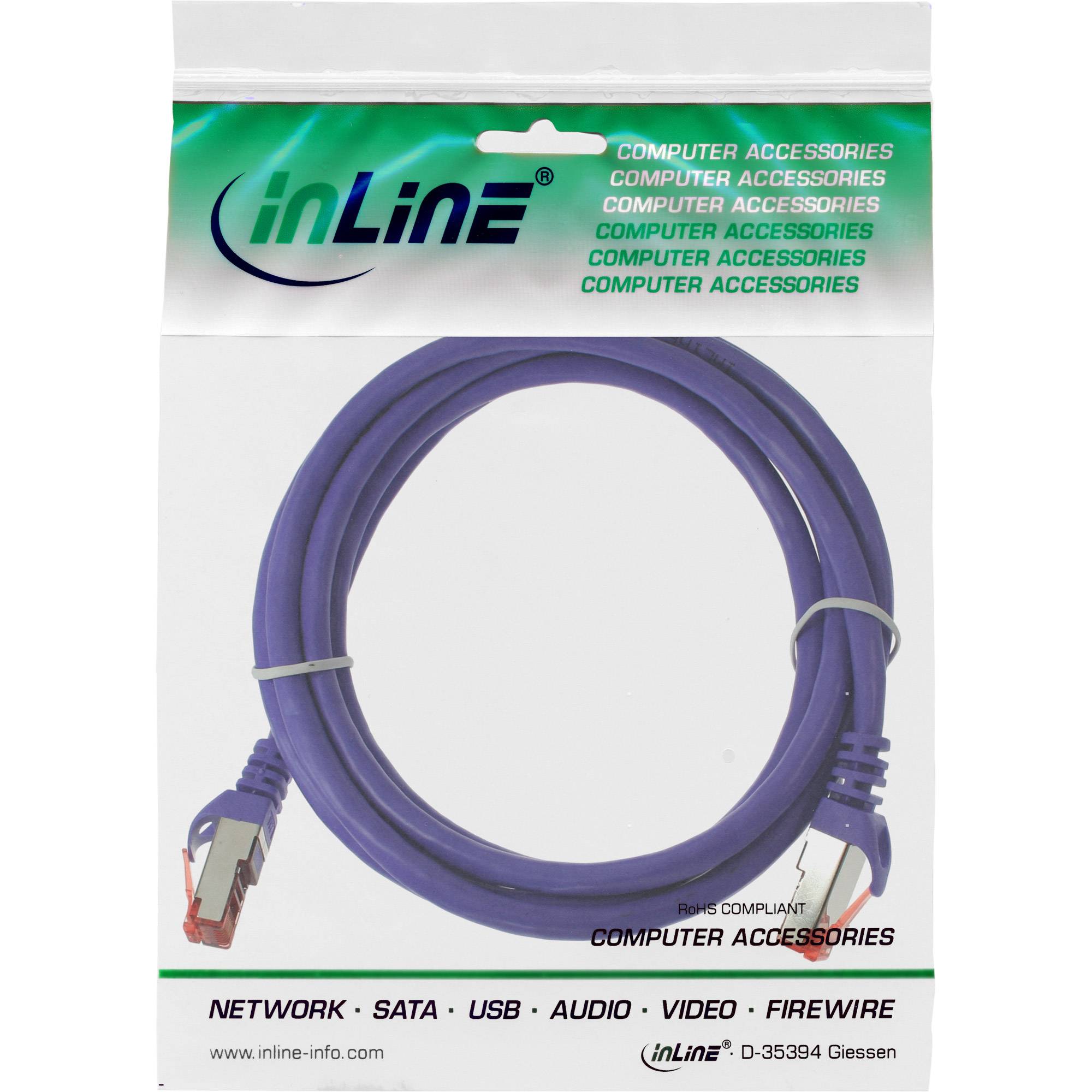 INLINE - Patchkabel - S/FTP (PiMf) - Cat.6 - 250MHz - PVC - Kupfer - violett - 0,25m