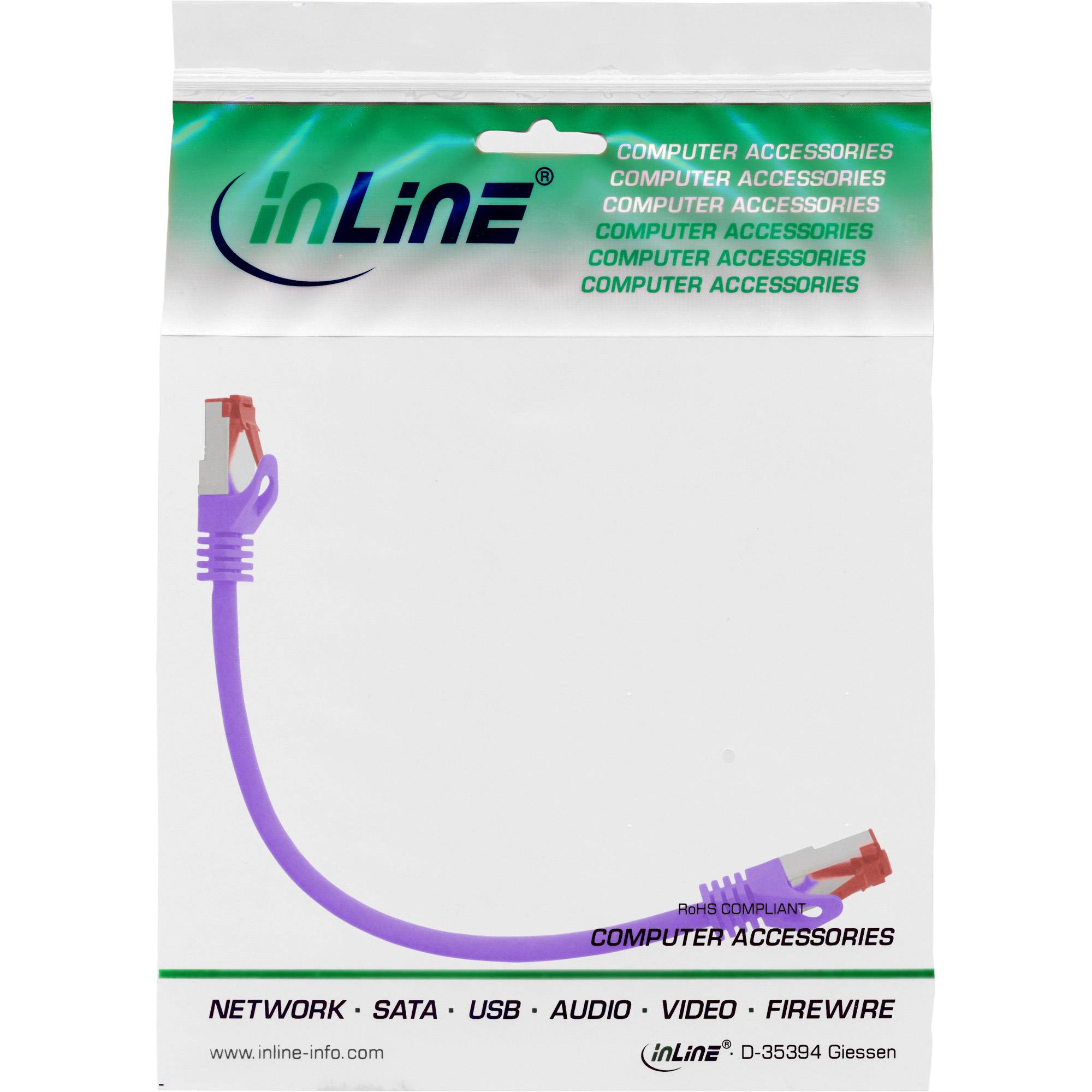 INLINE - Patchkabel - S/FTP (PiMf) - Cat.6 - 250MHz - PVC - Kupfer - violett - 0,25m