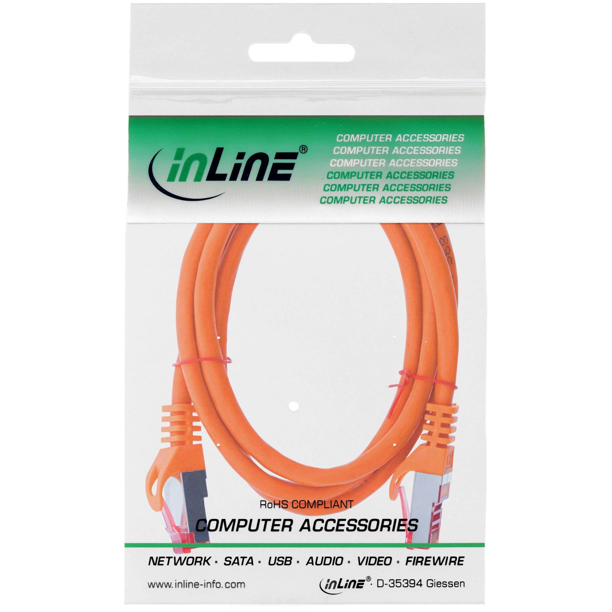 INLINE - Patchkabel - S/FTP (PiMf) - Cat.6 - 250MHz - PVC - Kupfer - orange - 1,5m